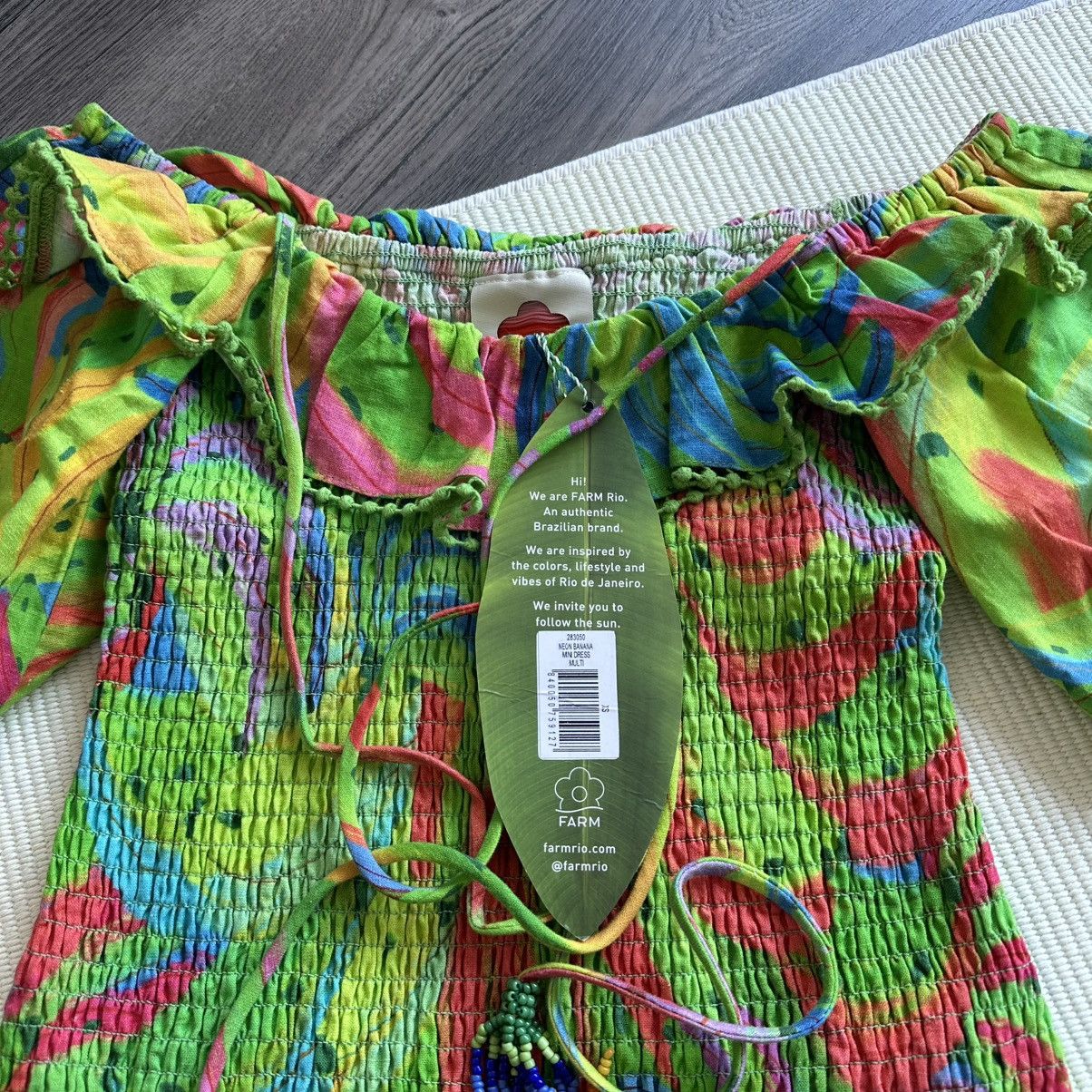 Farm Rio FARM RIO Neon Banana Multicolored Mini Dress Size XS / US 0-2 / IT 36-38 - 5 Thumbnail
