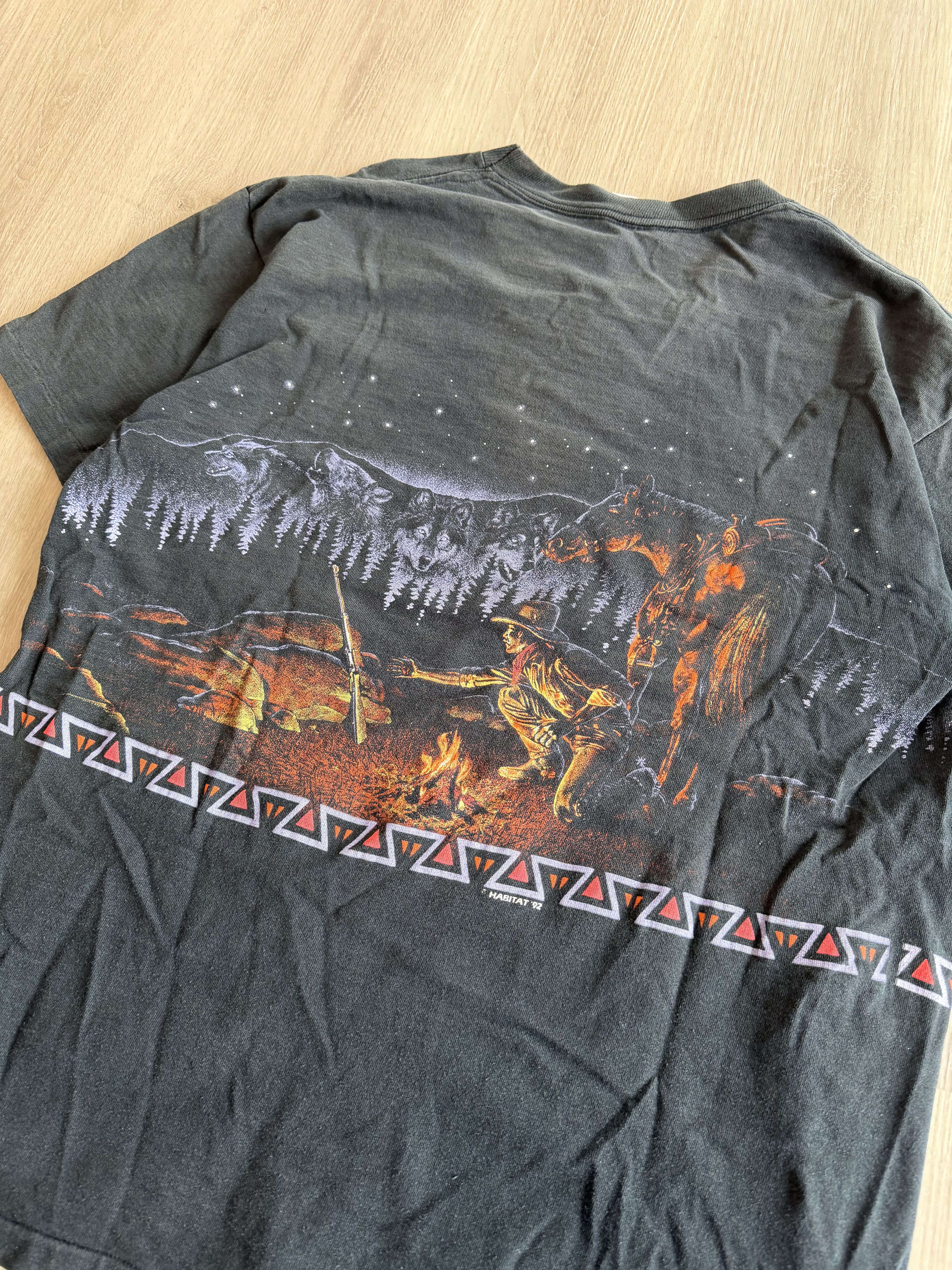Vintage 1992 Habitat Cowboy Westeren Campfire Tee Scenic Size US XL / EU 56 / 4 - 6 Thumbnail