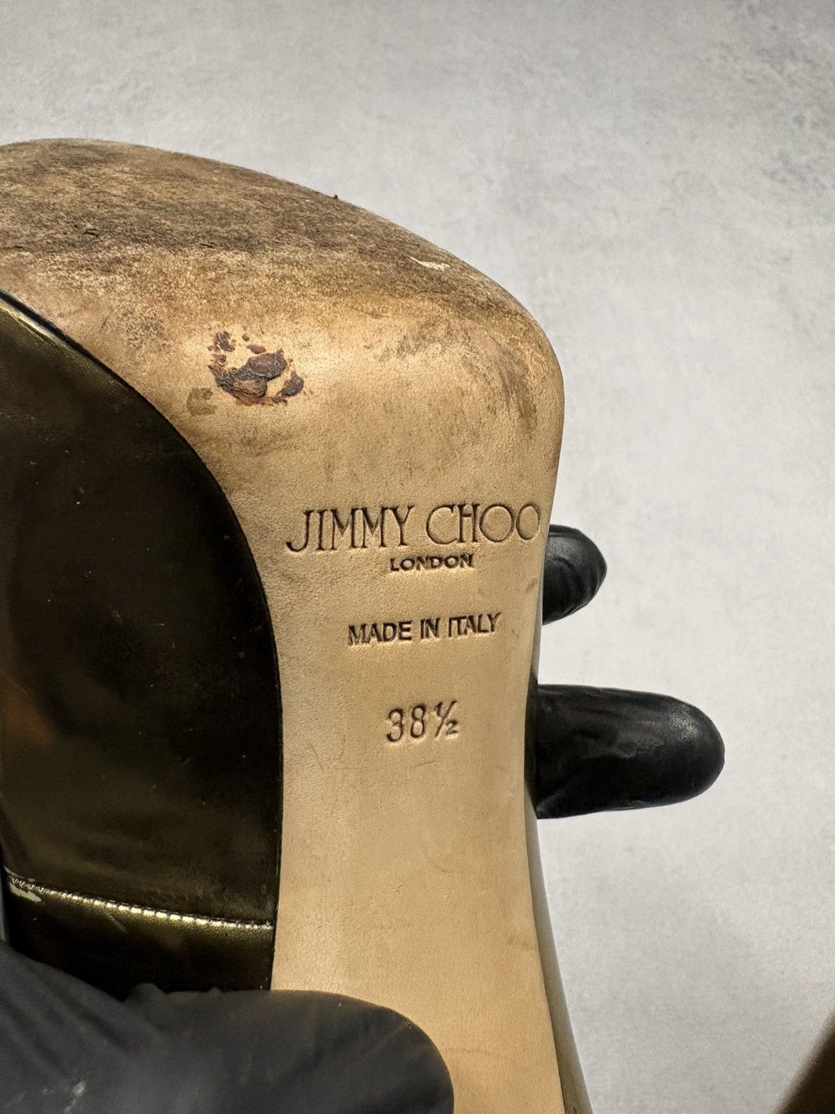 Jimmy Choo Jimmy Choo Gold Metallic Leather Pumps Rare Heels Luxury Size US 8.5 / IT 38.5 - 20 Thumbnail