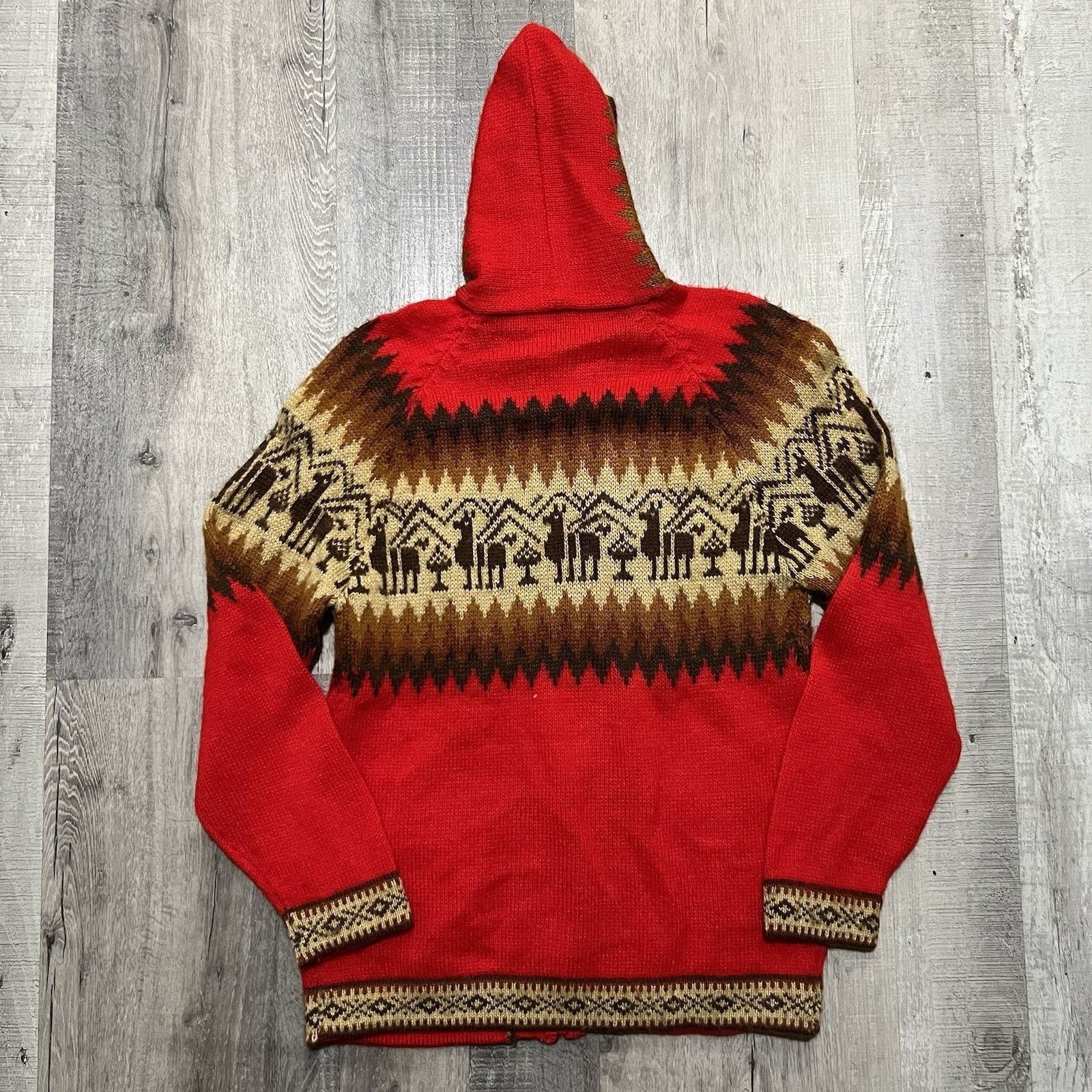 Vintage Vintage Alpaca Wool Peruvian Knit Fuzzy Hooded Sweater Sz M Size M / US 6-8 / IT 42-44 - 3 Thumbnail
