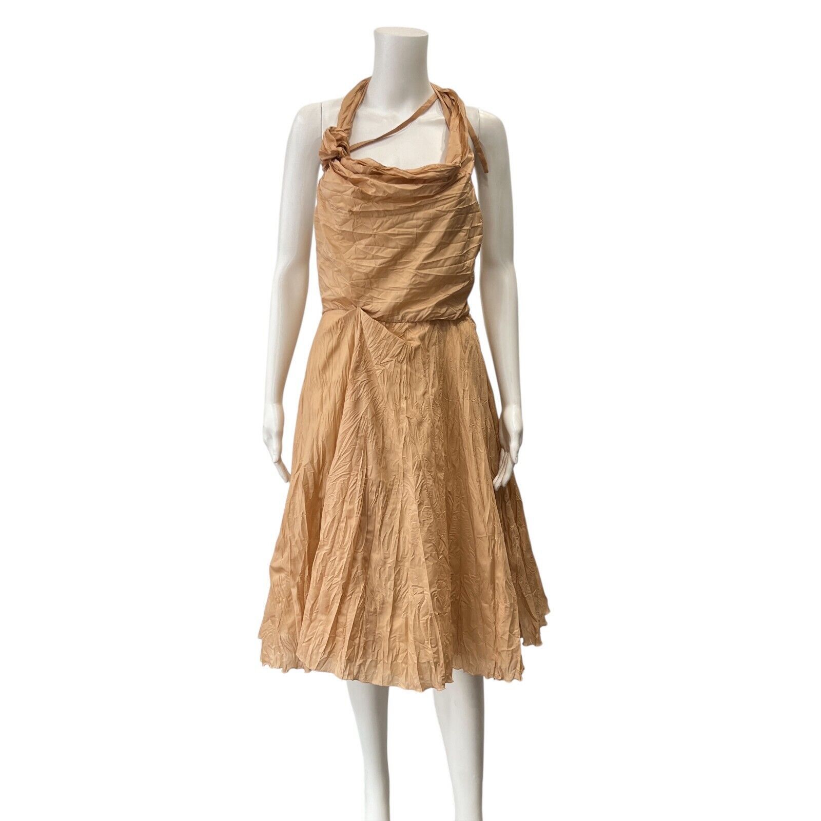 $1229 NWT CELINE Dusty Orange Silk Blend Ruched Dress