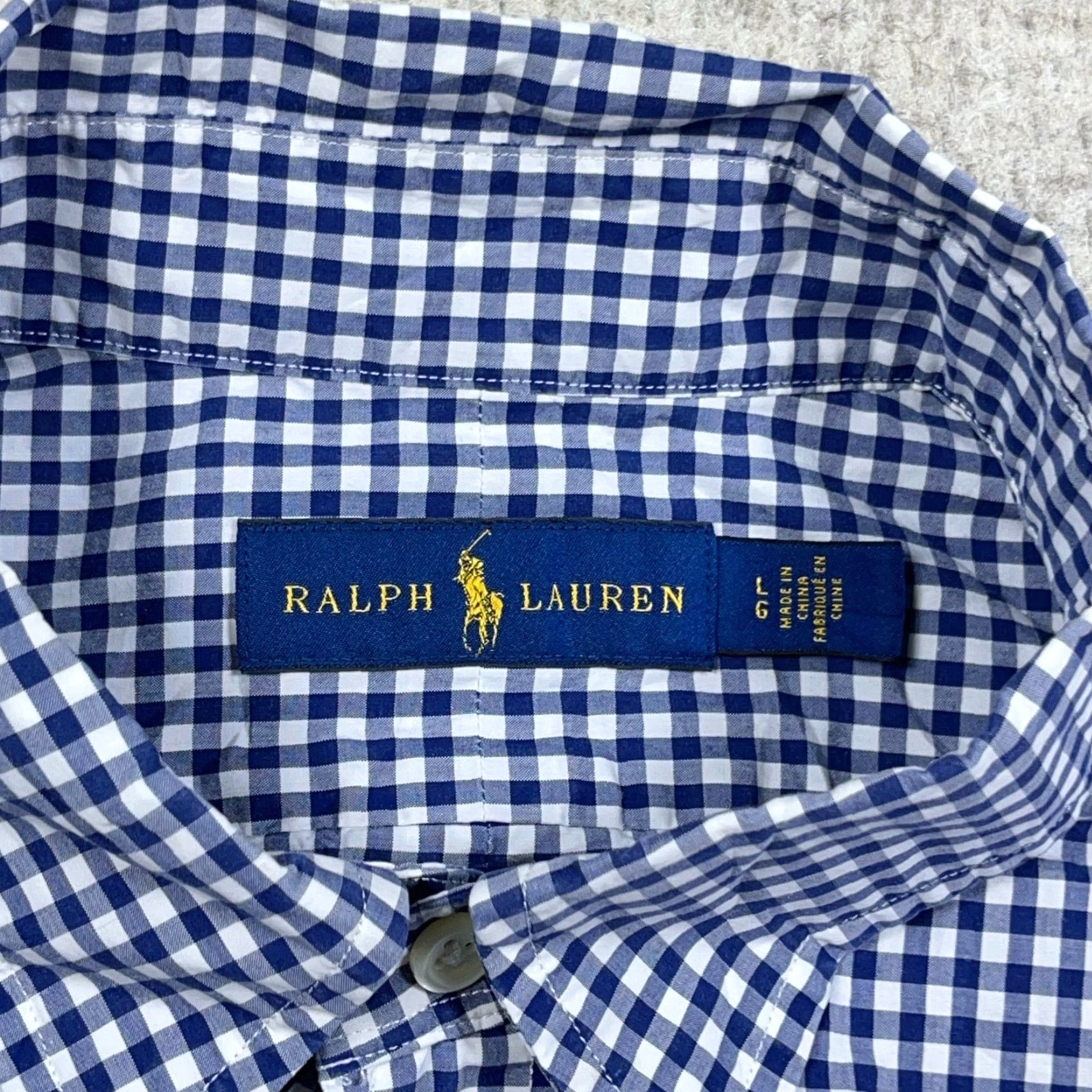 Ralph Lauren Ralph Lauren Shirt Men Large Blue White Button Up Gingham Check Poplin Dress A95 Size 42R - 4 Thumbnail