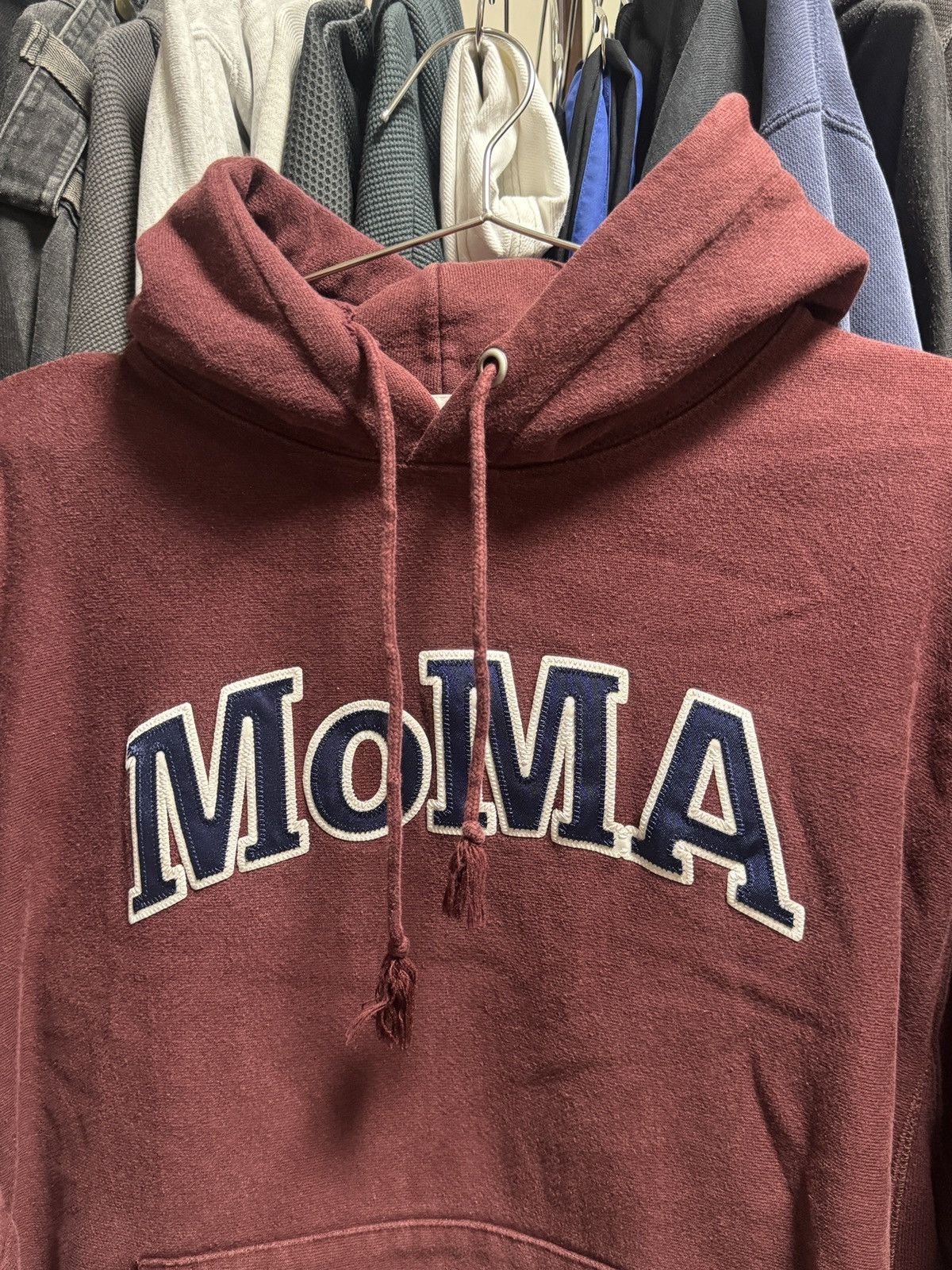 Champion × MoMA MoMA Champion Reverse Weave Hoodie Sweatshirt Maroon Navy Size US L / EU 52-54 / 3 - 3 Thumbnail