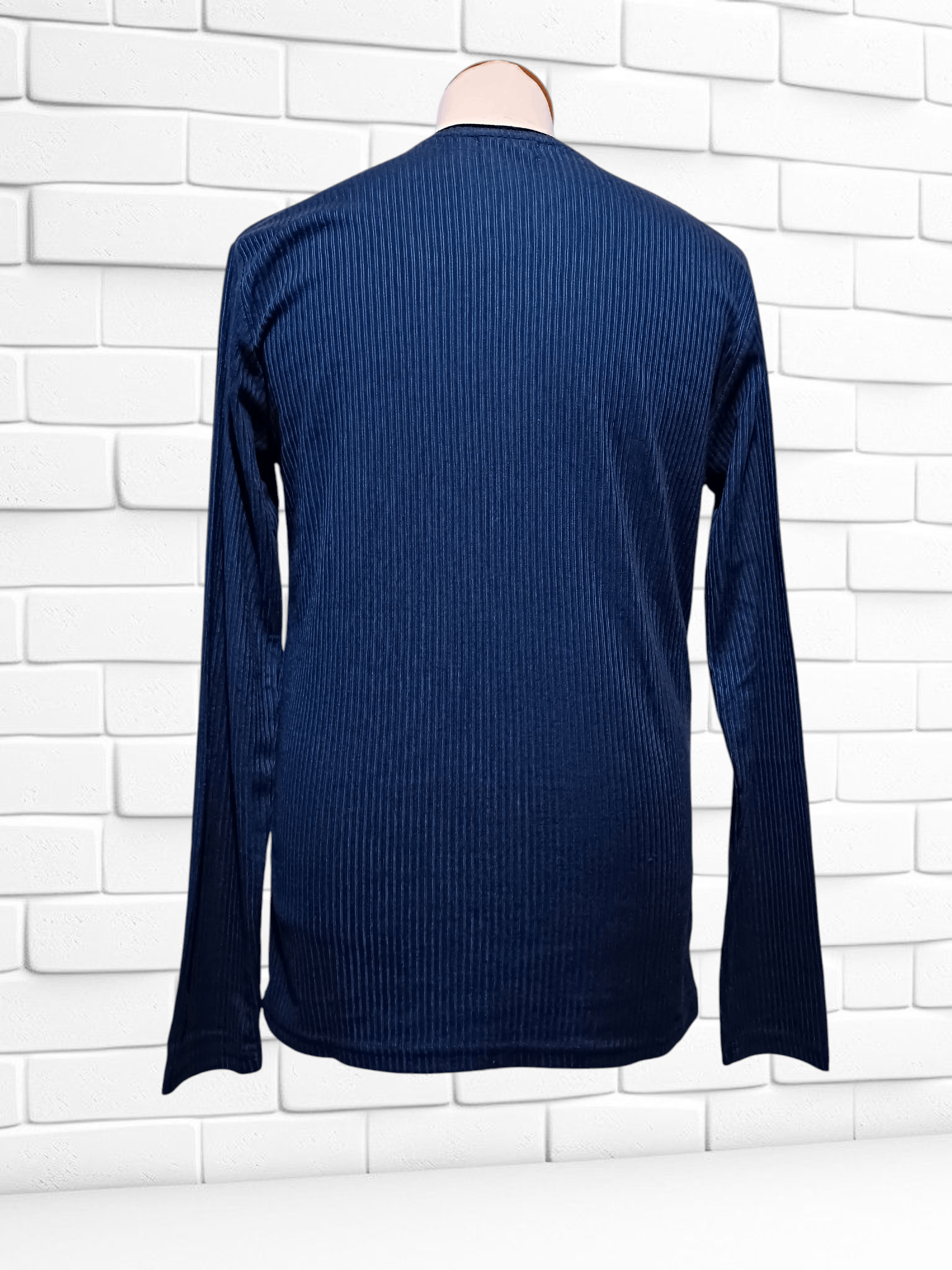 semanticdesign Sematic Design V-Neck Blue Metalic Long Sleeve T-shirt Size US M / EU 48-50 / 2 - 4 Thumbnail