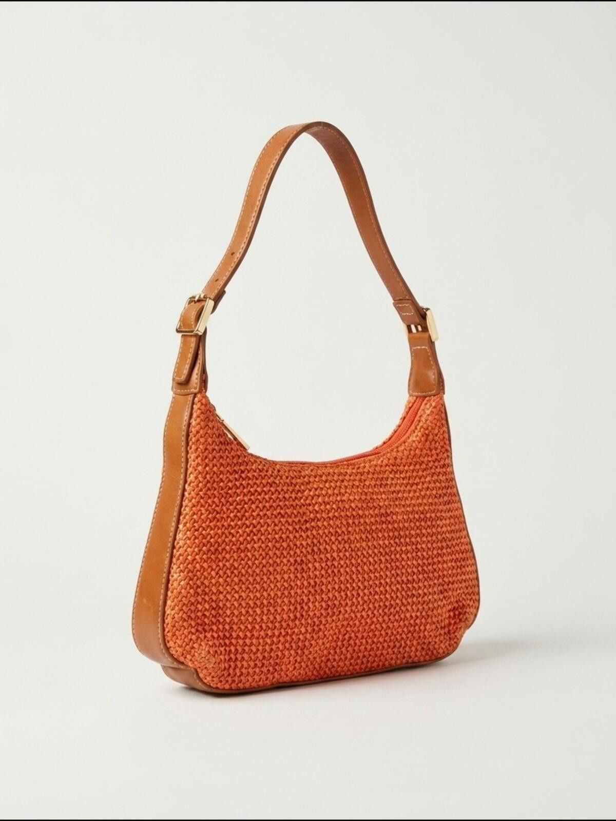 Other Mondani Orange Woven Shoulder Bag with Tan Leather Trim Size ONE SIZE - 1 Thumbnail