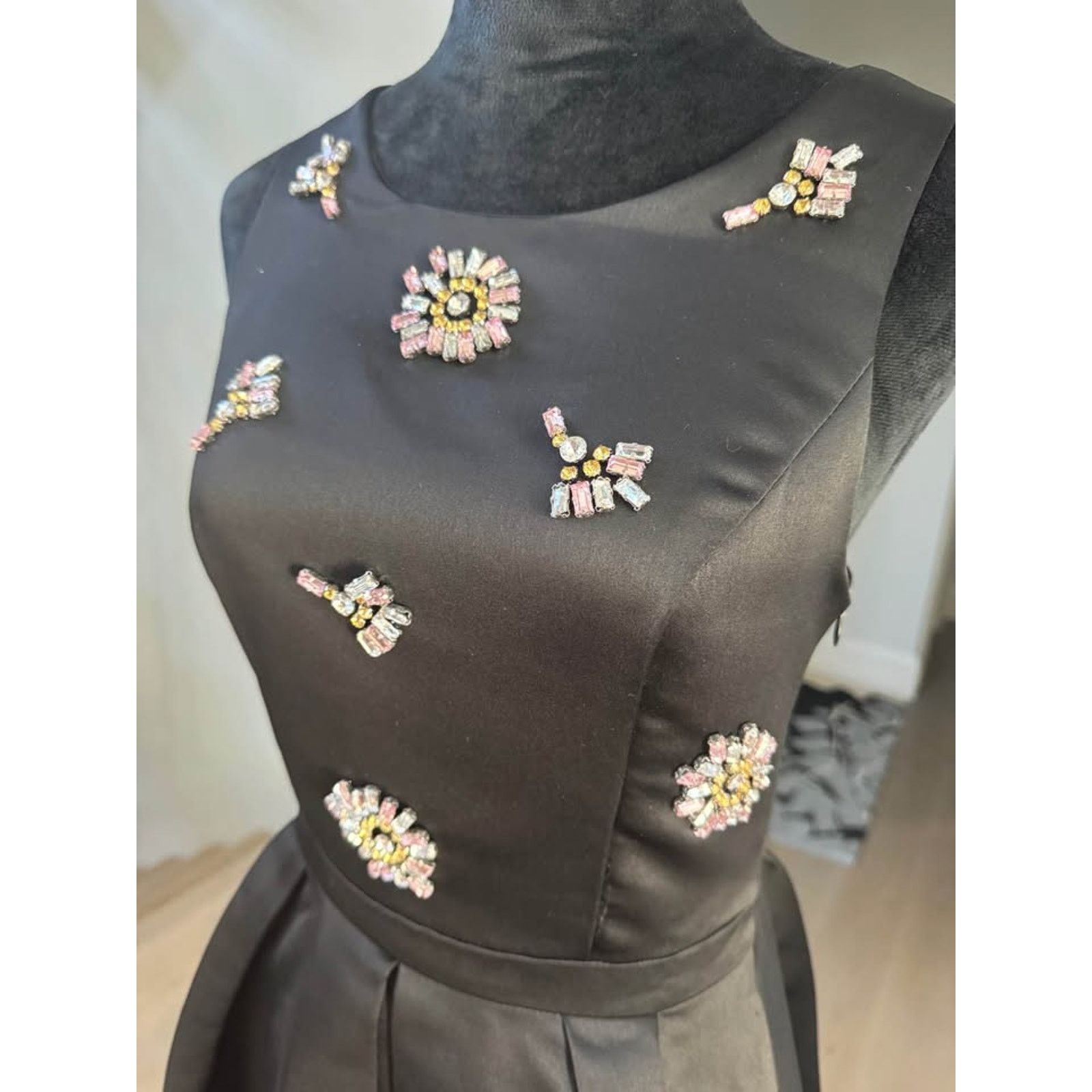 Other New Black Satin Fit and Flare Dress size S Size S / US 4 / IT 40 - 3 Thumbnail