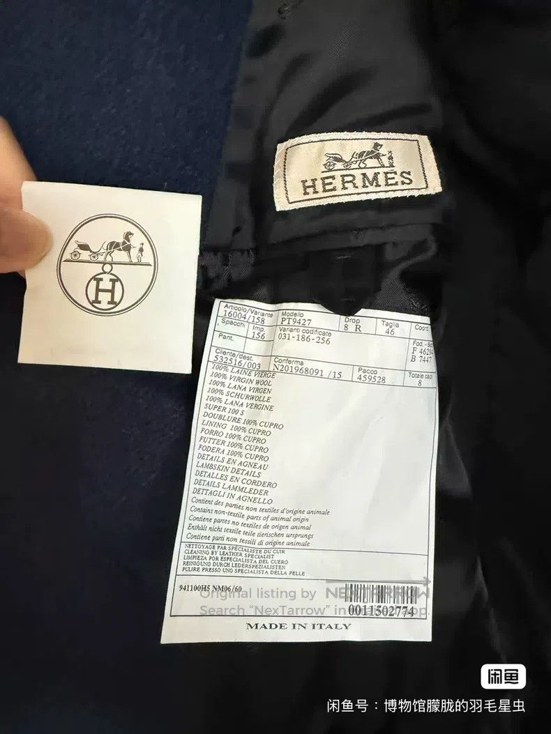 Hermes Hermes Midnight Blue Cashmere Coat with Leather Patch, Sup Size US S / EU 44-46 / 1 - 2 Thumbnail