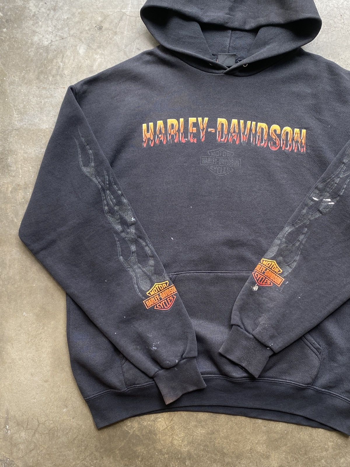 Harley Davidson Vintage Thrashed Faded 1990s Harley Davidson Flame Hoodie Size US M / EU 48-50 / 2 - 6 Thumbnail