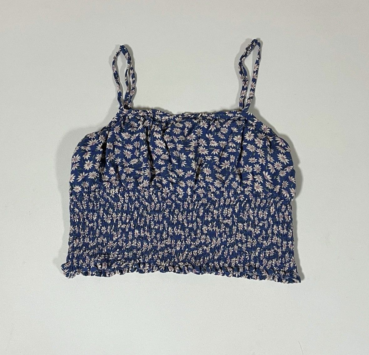 American Eagle Outfitters AE Blue Purple Daisy Floral Crop Top Shirt Blouse Size S 🪻✨ Size S / US 4 / IT 40 - 2 Thumbnail