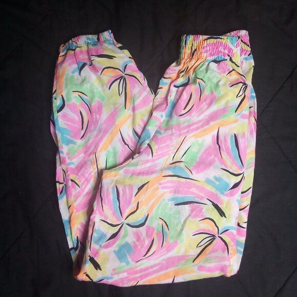 Vintage Vintage Outrageous Design Neon Abstract Beach Sweat Pants Size US 32 / EU 48 - 1 Thumbnail