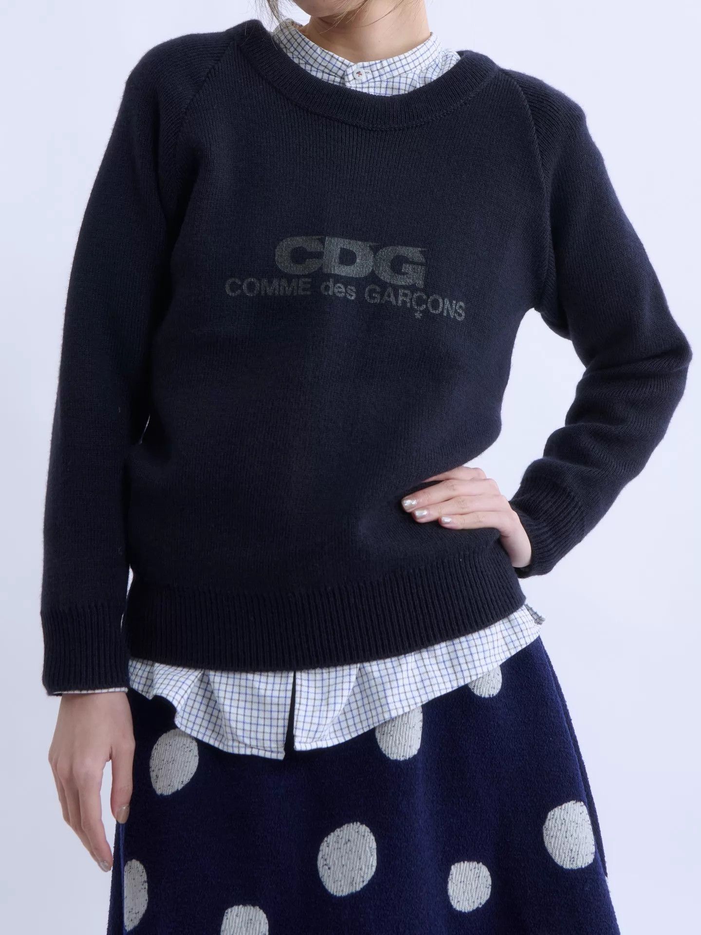 Comme des Garcons Comme des Garçons 2015 Navy Logo Knit Sweater M Size M / US 6-8 / IT 42-44 - 6 Thumbnail