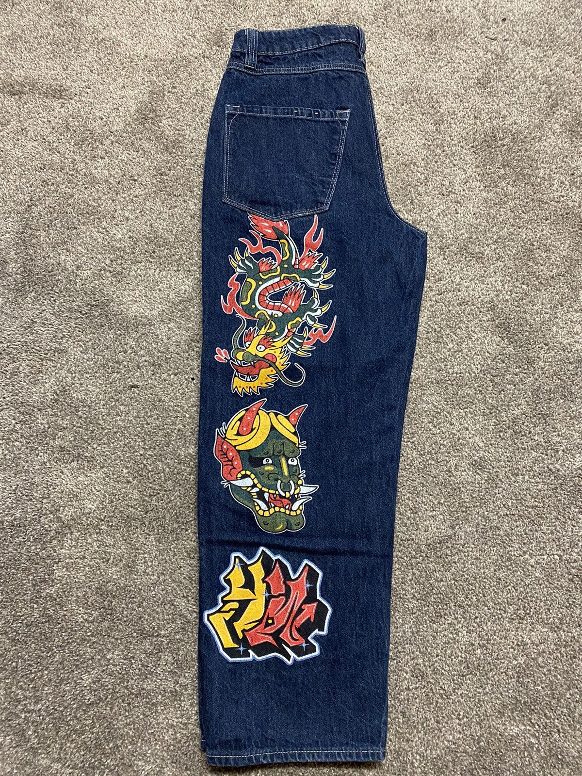 Avant Garde × Japanese Brand Dragon print baggy jeans | Grailed