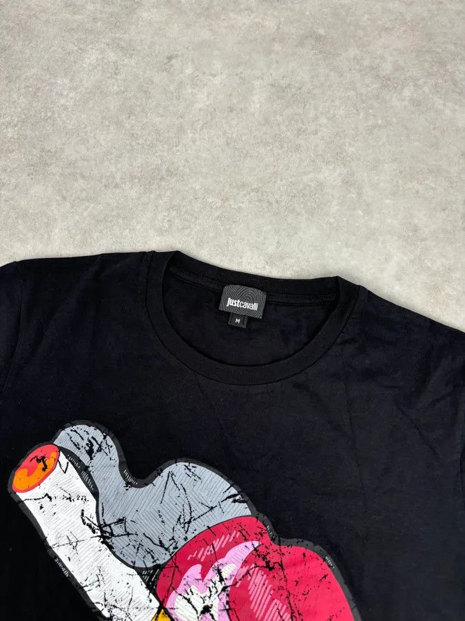 Just Cavalli SS2016 Cavalli Black Cotton Graphic Lip Smoke Cigarette T-Shirt Size US M / EU 48-50 / 2 - 4 Thumbnail