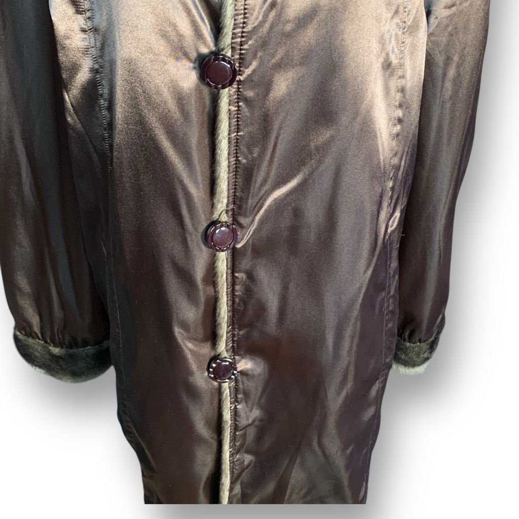 Vintage Vintage Tally-Ho Reversible Faux Fur Button Front Coat Brown Size L / US 10 / IT 46 - 9 Thumbnail