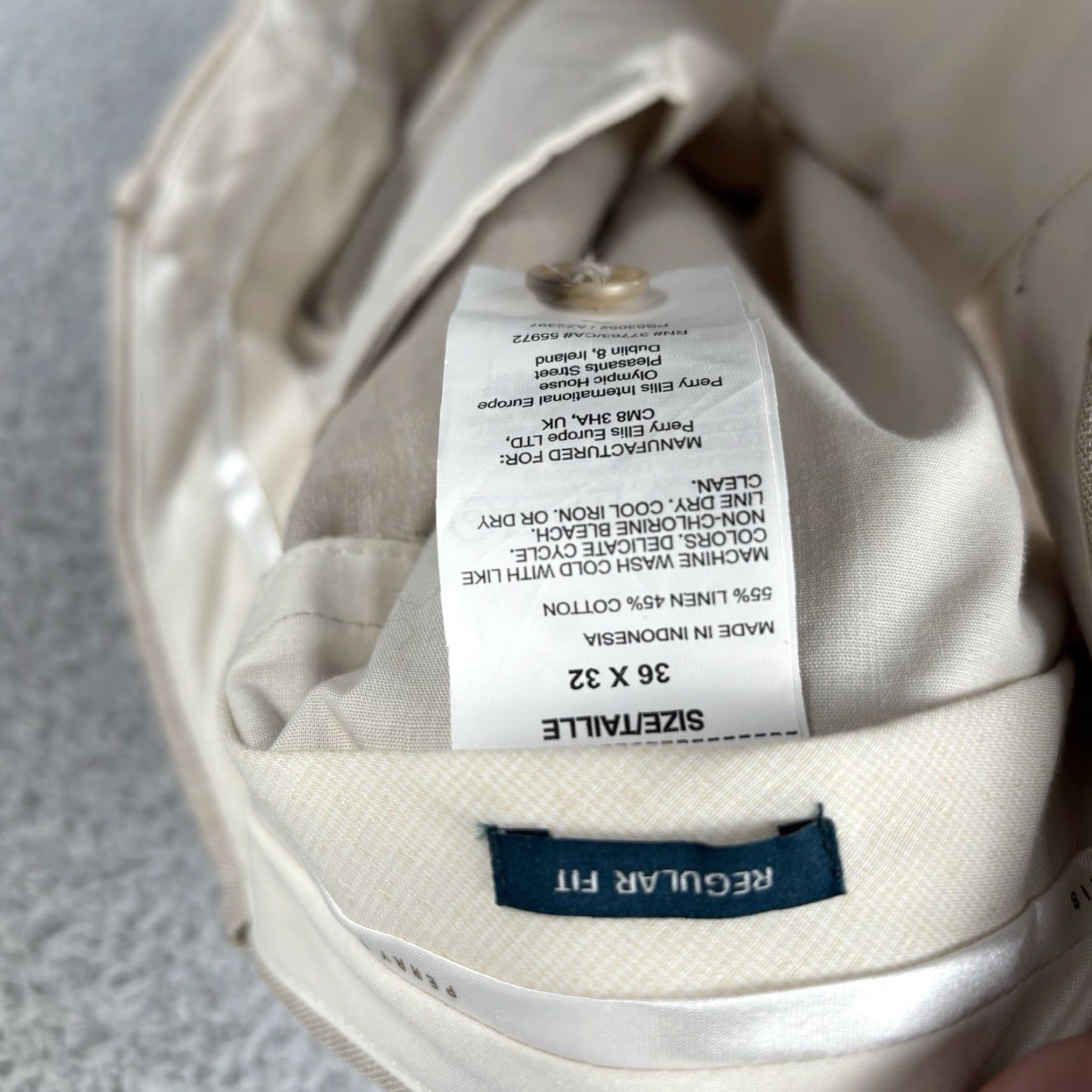 Perry Ellis Perry Ellis Linen Blend Dress Pants Men 36x32 Beige Regular Fit Slacks Casual Business Workwear Size US 36 / EU 52 - 6 Thumbnail