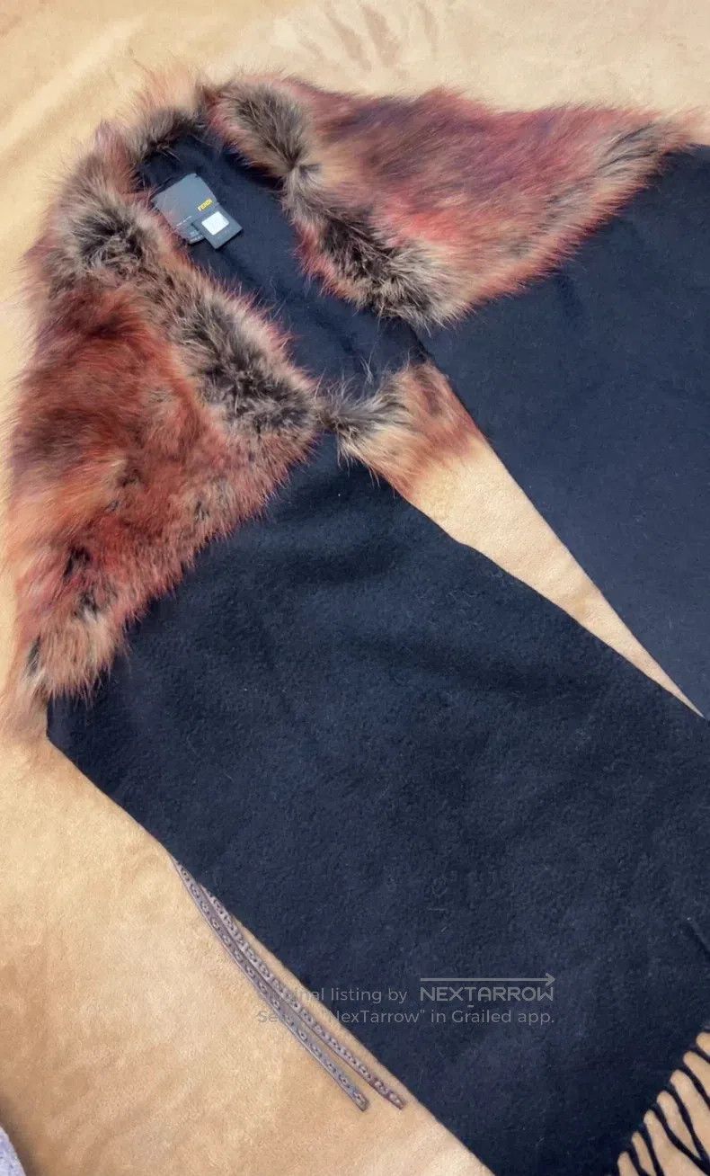 Fendi Fendi Cashmere Material Fur Shawl, fur part might be fox o Size ONE SIZE - 3 Thumbnail