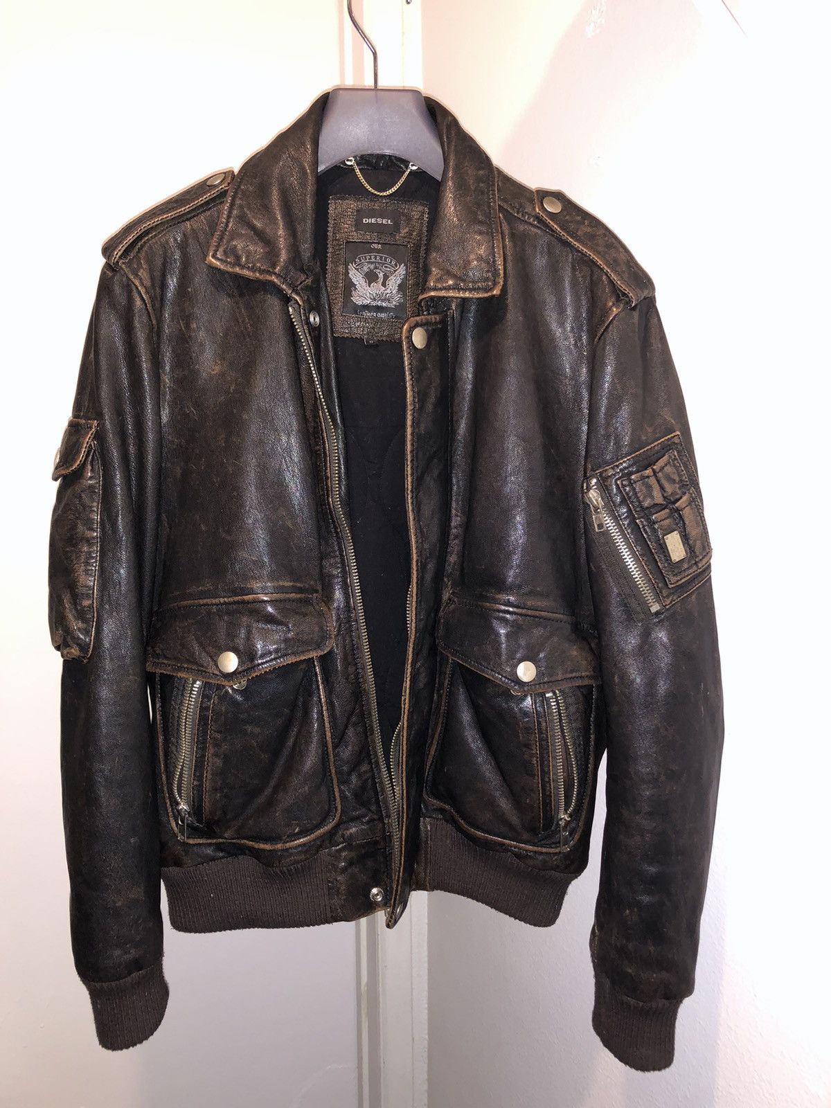Diesel Diesel L-Tarun Goat Leather Jacket (Zara, Schott, Allsaints) Size US S / EU 44-46 / 1 - 5 Thumbnail