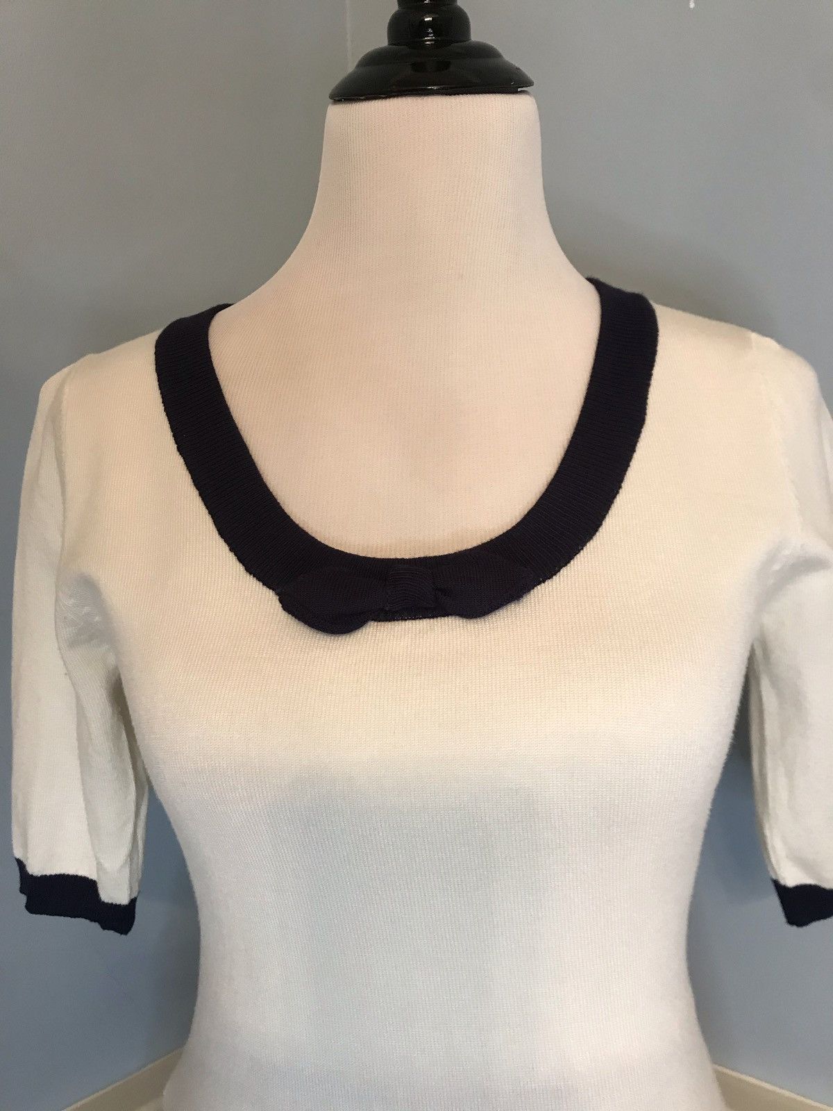 Other NWT Collectif Freya Knitted Top in ivory and navy Sz M Size M / US 6-8 / IT 42-44 - 2 Thumbnail