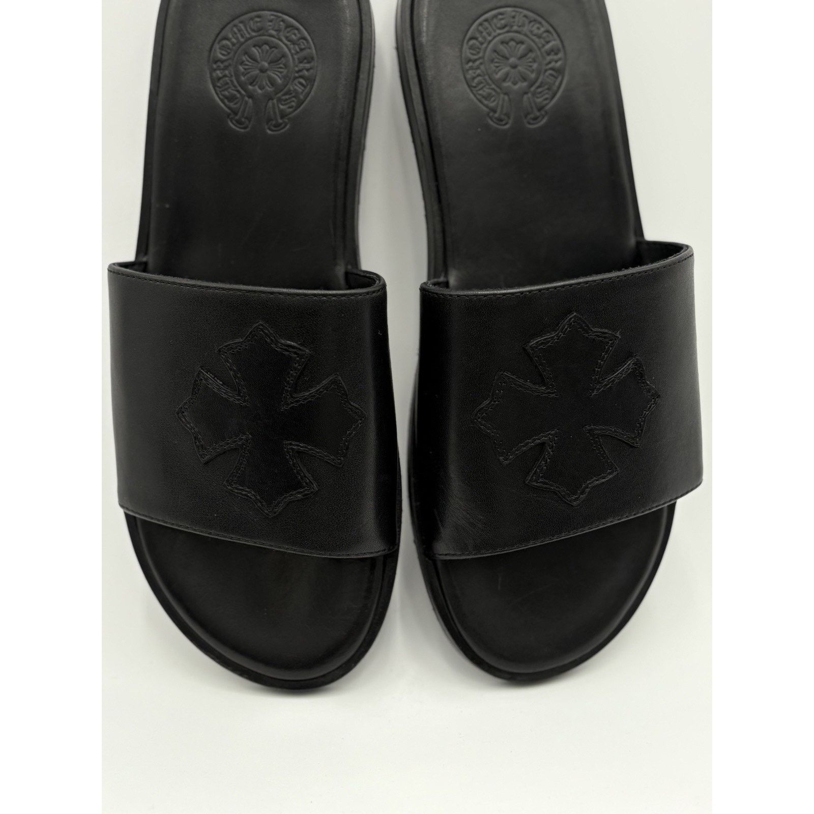 Chrome Hearts Chrome Hearts Leather Slides ' Black ' | SUPER CLEAN! Size US 8 / EU 41 - 13 Thumbnail