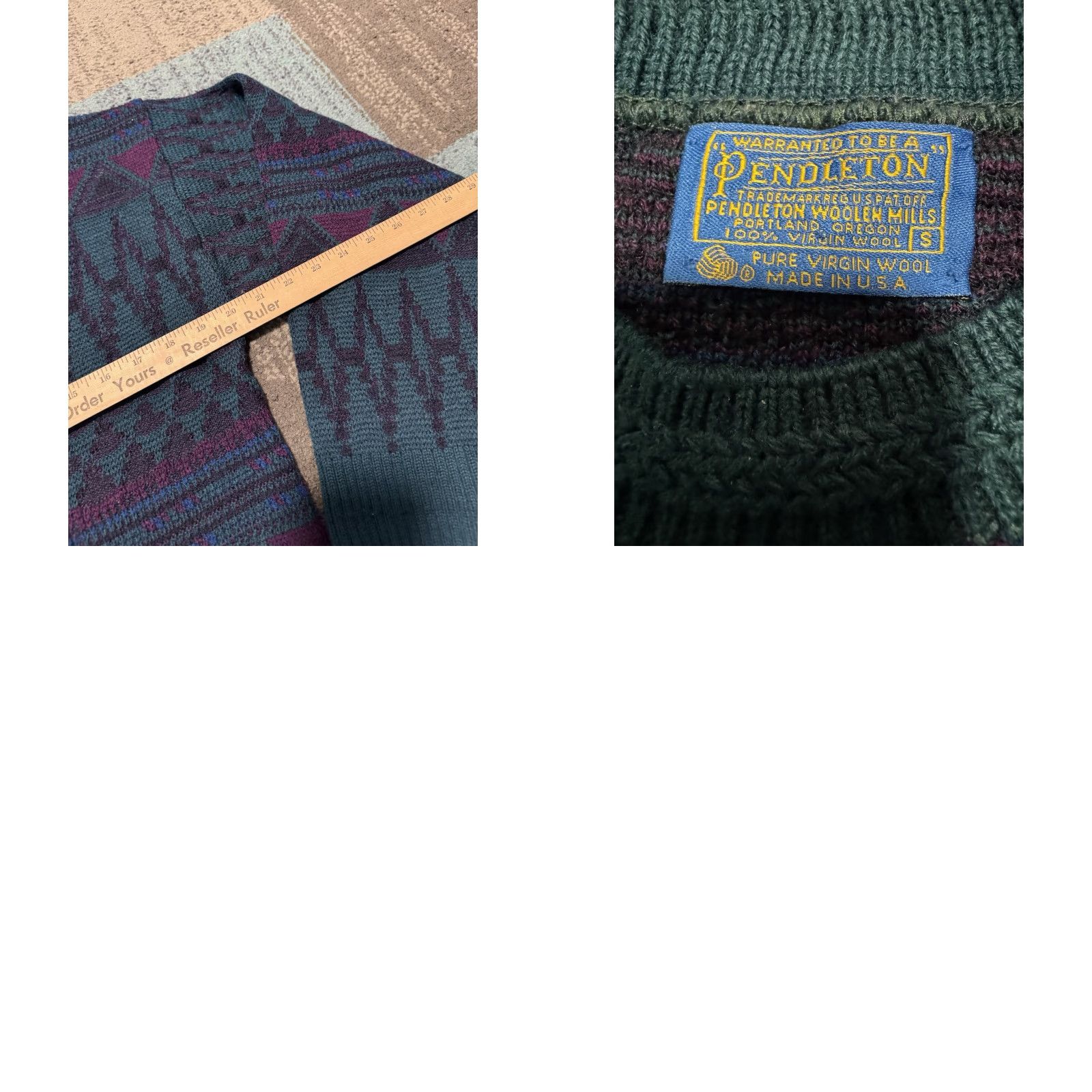 Pendleton VINTAGE Pendleton Sweater Mens Small Virgin Wool Aztec Geometric Teal Purple USA Size US XL / EU 56 / 4 - 10 Thumbnail