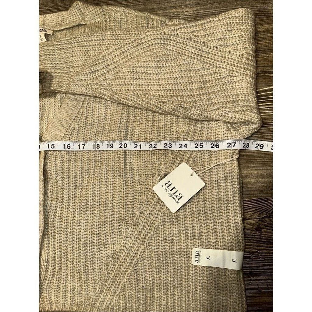 JCPenney A.N.A. Womens Oatmeal Knit V-Neck Sweater. Size XL. NWT. 9 Size XL / US 12-14 / IT 48-50 - 6 Thumbnail