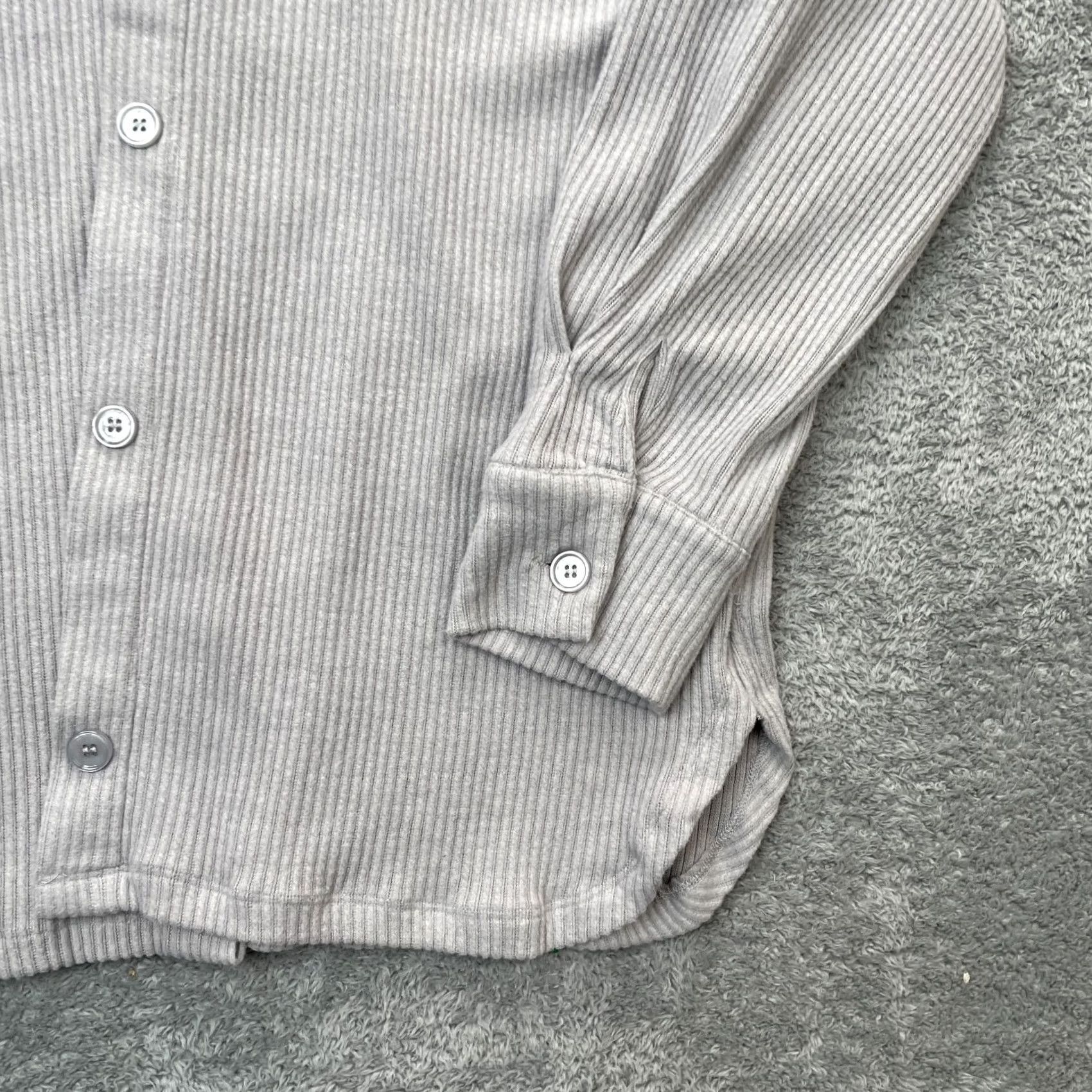 Vintage The Foxy Kind Button Up Shirt Womens XS Gray Stretch Ribbed Casual Classic City Fit Size XS / US 0-2 / IT 36-38 - 5 Thumbnail