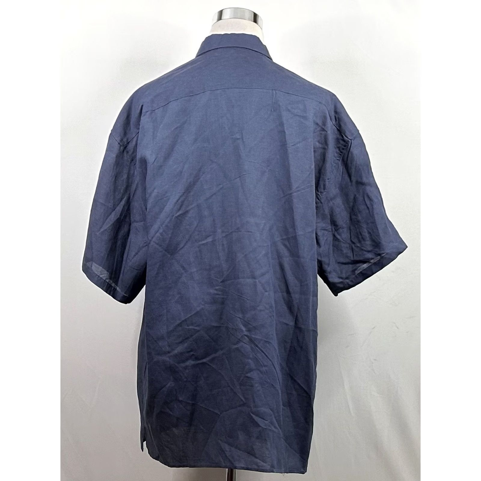 Vintage Linea Uomo 4X Linen Blend Shirt Indigo Chambray Blue Gray Short Sleeve Button-Up Collared NWT Big & Tall Mens Size US XXL / EU 58 / 5 - 5 Thumbnail