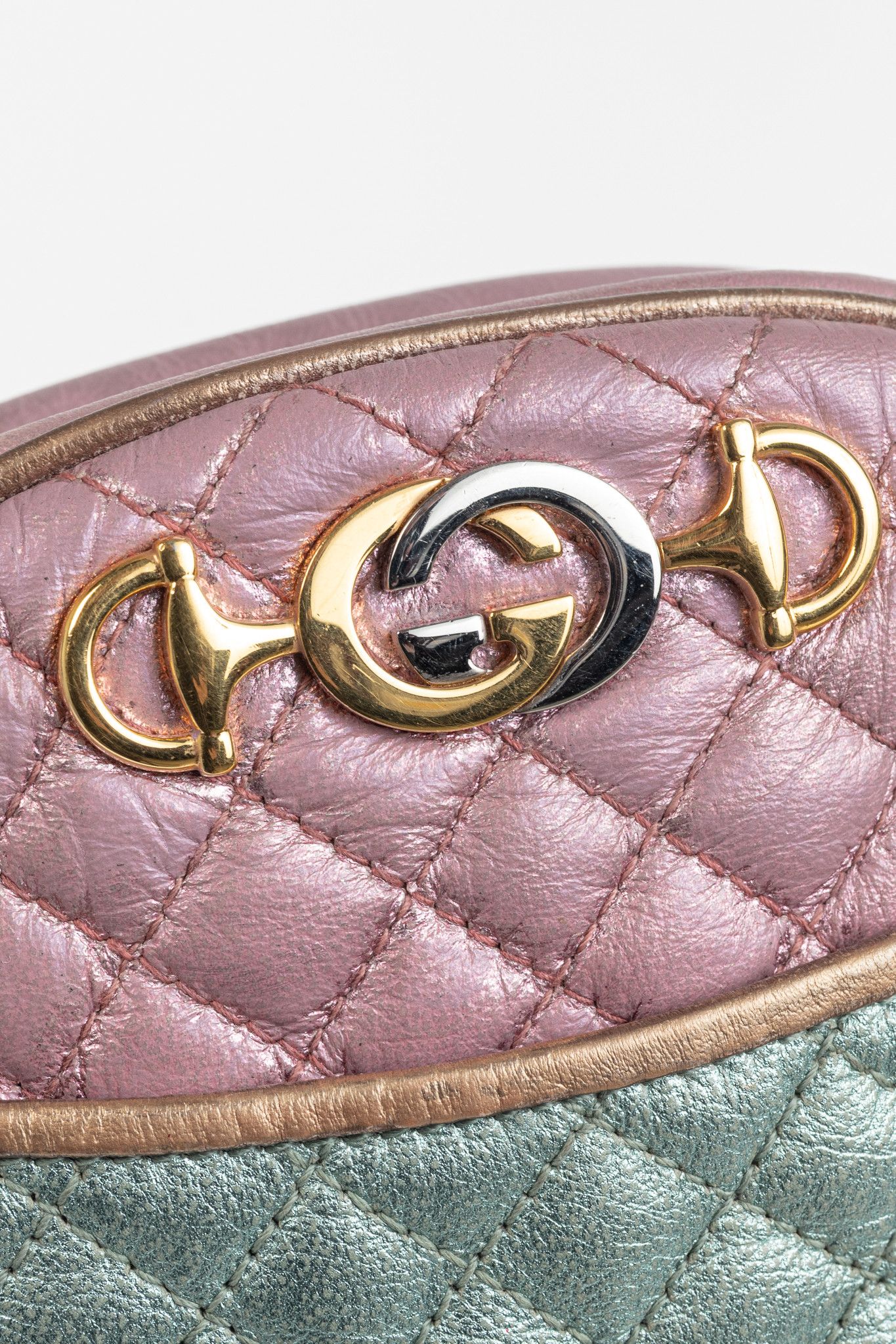 Gucci Gucci Zumi Pink & Blue Laminated Leather Quilted Mini Bag Size ONE SIZE - 8 Thumbnail