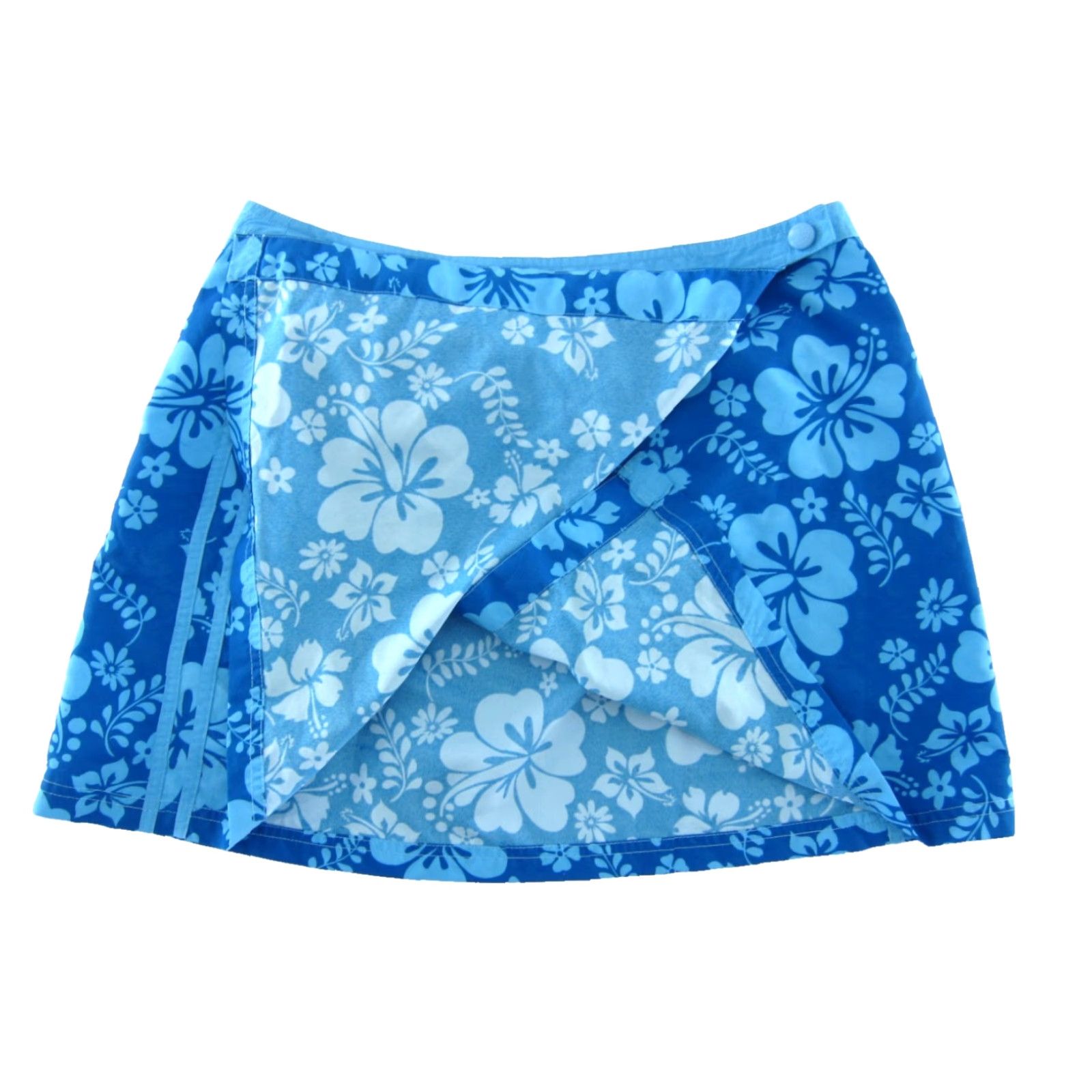 Vintage VINTAGE BW Sport Blue Floral Hawaiian Snap Button Active Wrap Skirt Size 10 Size 32" / US 10 / IT 46 - 4 Thumbnail