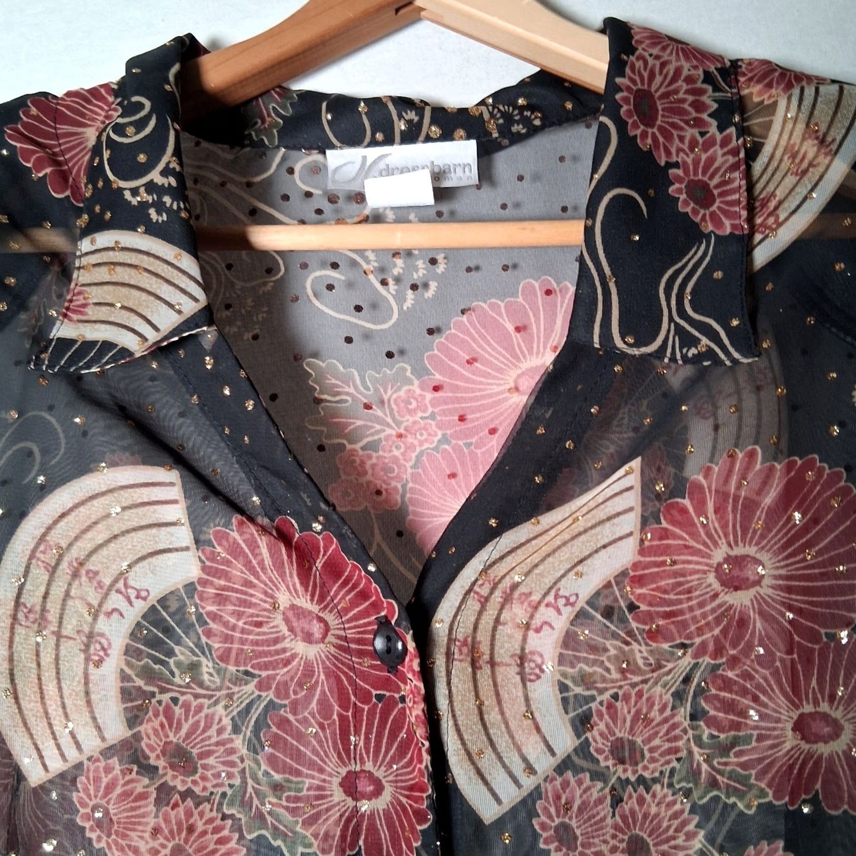 Vintage VINTAGE Dressbarn Blouse Plus Size 18/20 Sheer Black Metallic Gold Floral Bell Sleeve Peasant Bohemian Y2K Fashion Women Mens? Size XXL / US 16-18 / IT 52-54 - 5 Thumbnail
