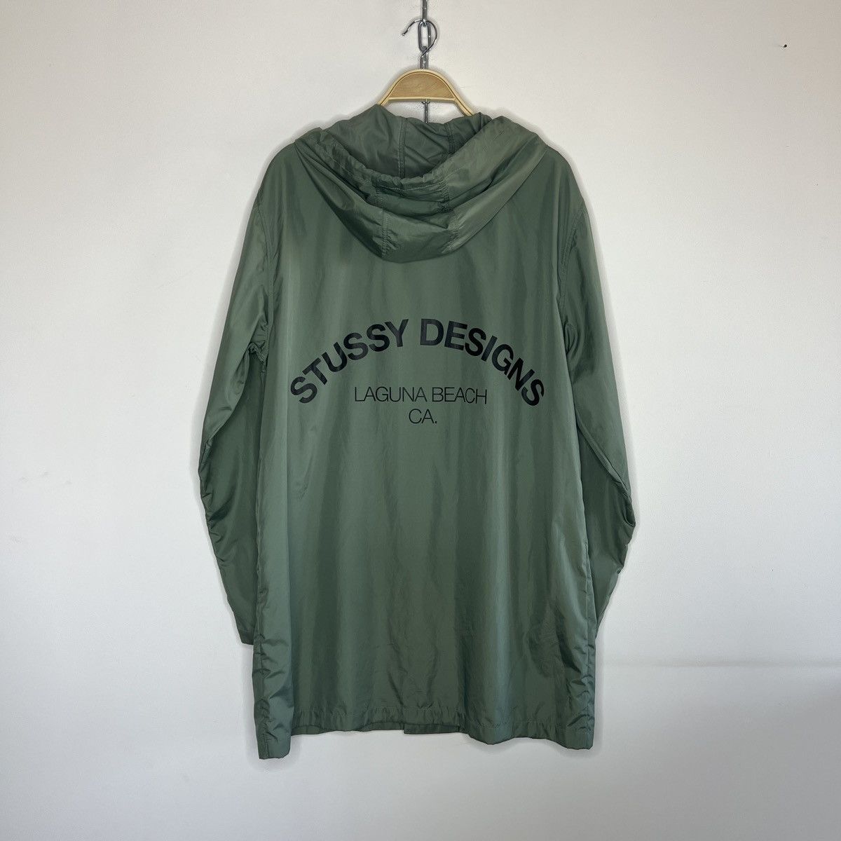 Stussy × Vintage Spellout Long Hooded Coach Jacket Laguna Beach Rain Coat Size US L / EU 52-54 / 3 - 1 Thumbnail