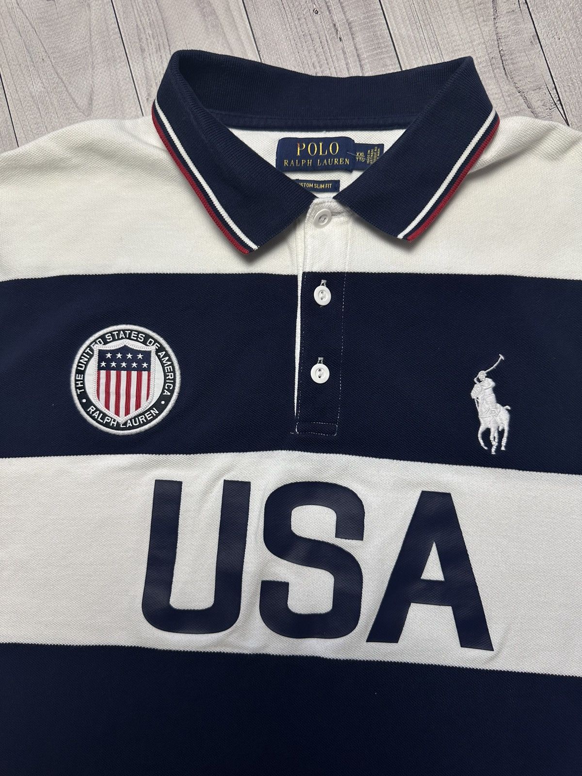 Polo Ralph Lauren × Vintage Vintage polo Ralph Lauren big logo USA striped size XL Size US XL / EU 56 / 4 - 3 Thumbnail