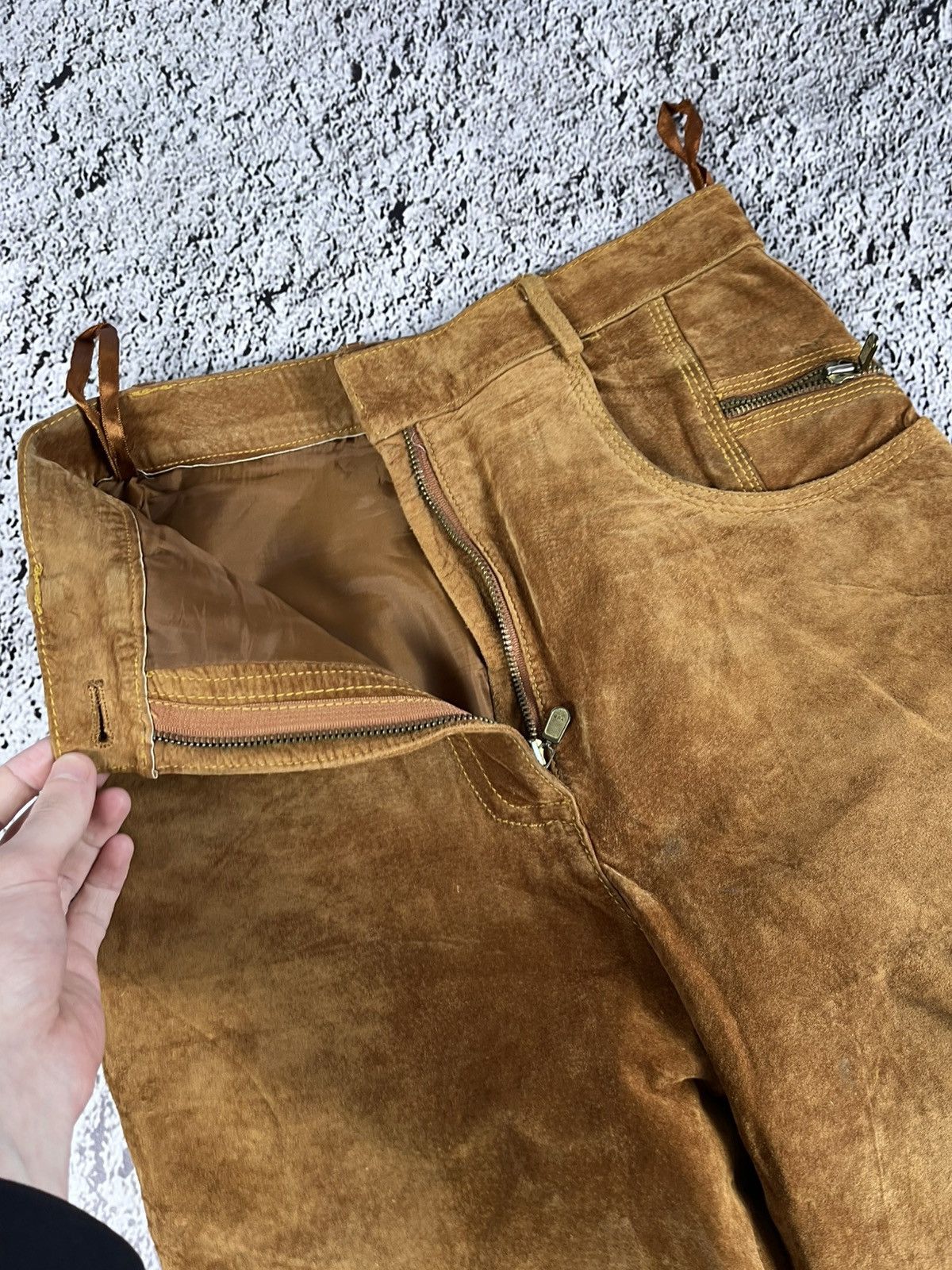 Leather Vintage Y2K retro style suede leather pants avantgarde Size 28" / US 6 / IT 42 - 6 Thumbnail