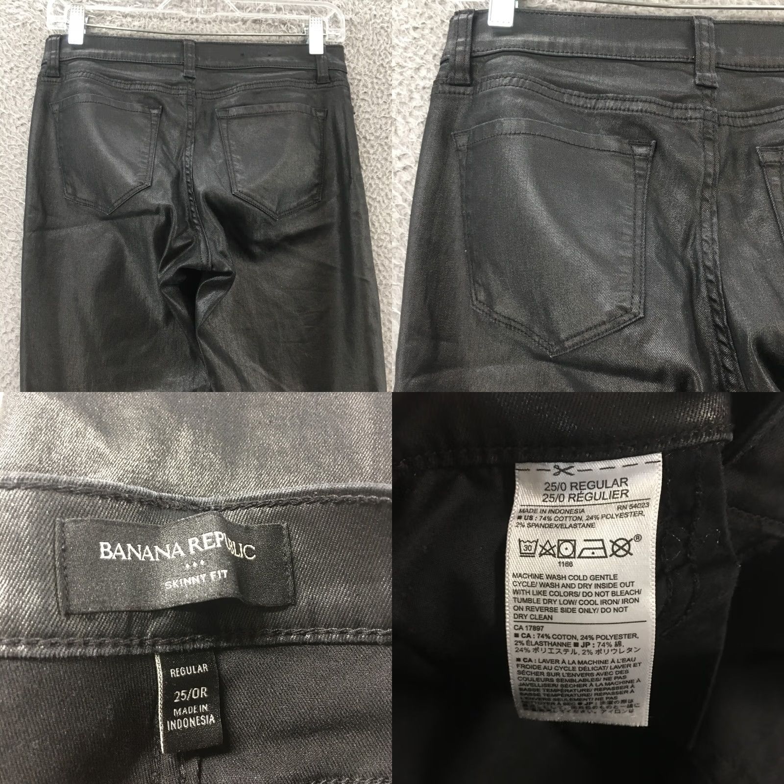 Banana Republic Banana Republic Skinny Jeans Womens 29x28.5 Black Cotton Blend 5-Pocket Design Zip Accents Button Size 42" / US 20 - 9 Thumbnail