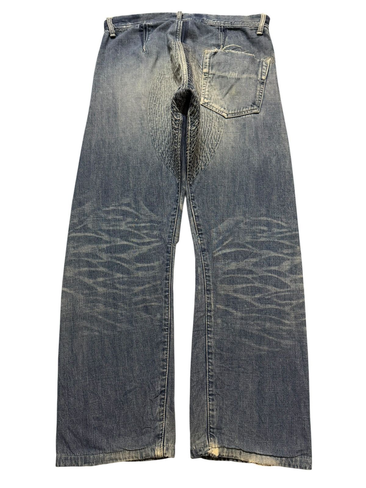 Norbit Vintage 90s Japan Norbit Blue Faded Wash Distressed Wide Leg Size US 31 - 2 Thumbnail