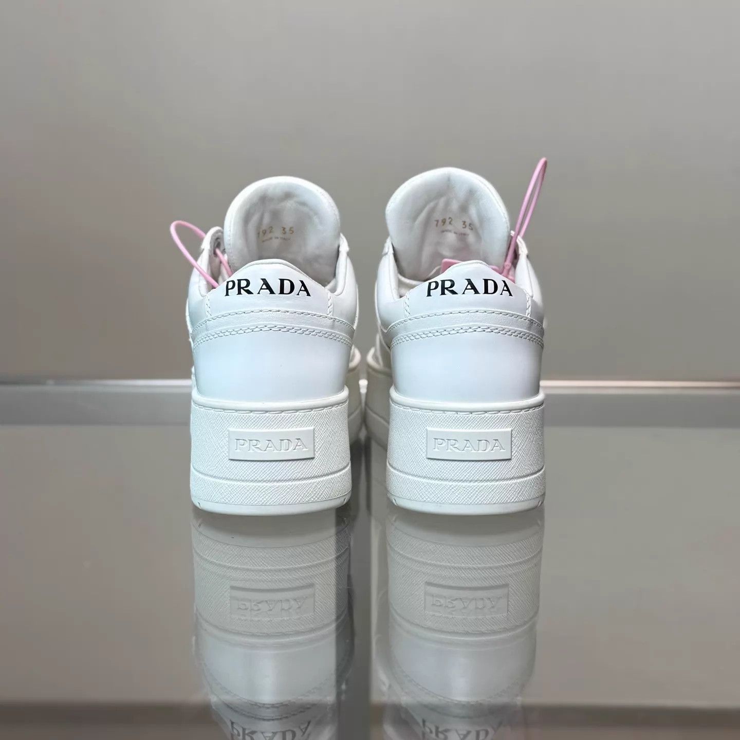 Prada Prada Downtown Bold Gold Logo Platform Sneaker Women's 35 Size US 4.5 / IT 34.5 - 3 Thumbnail