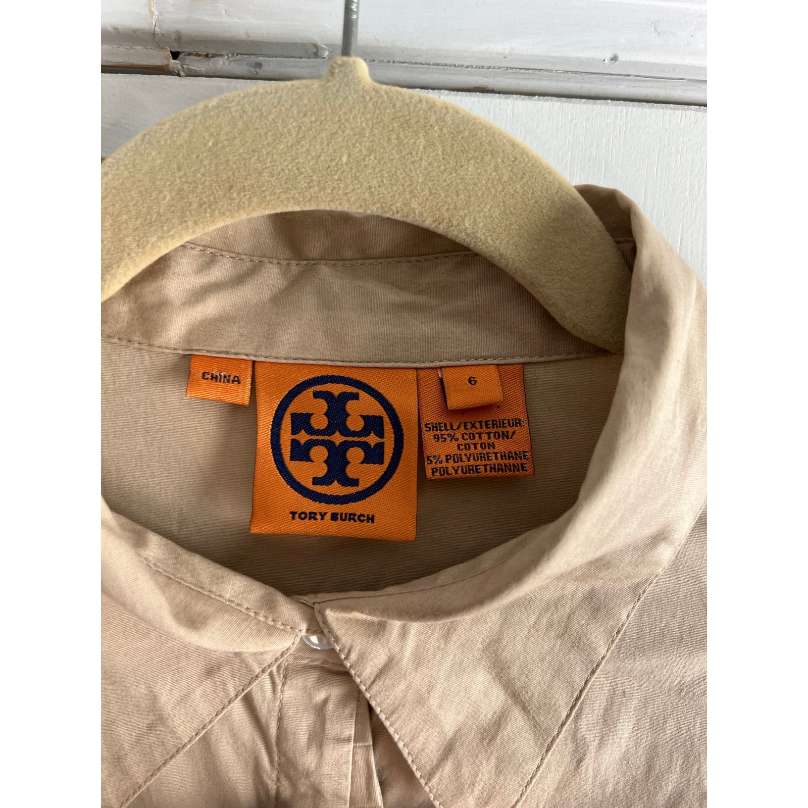 Tory Burch Tory Burch Khaki Tan Short Sleeve Button Down Dress Sz 6 Size M / US 6-8 / IT 42-44 - 3 Thumbnail
