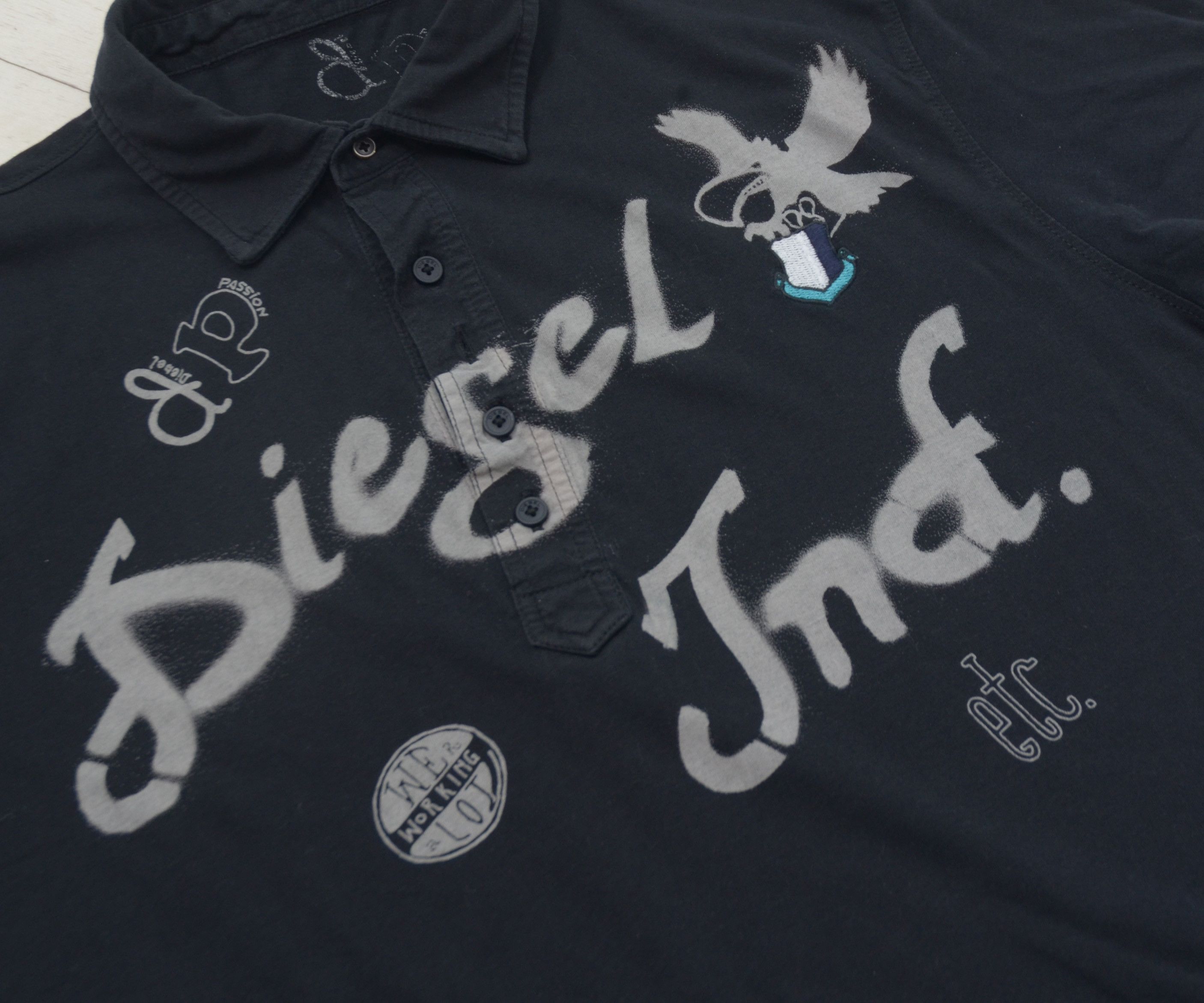 Designer × Diesel × Vintage Vintage Diesel All Over Print Y2K Polo Tee Rare Big Logo Size US L / EU 52-54 / 3 - 8 Thumbnail