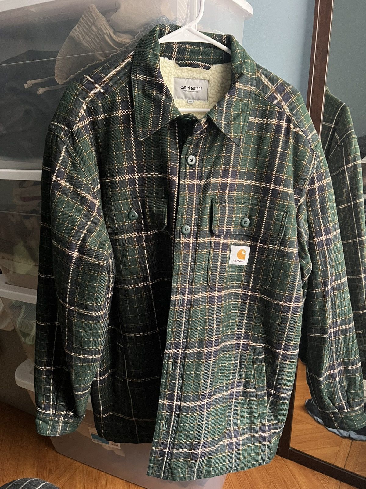 image of Carhartt Wip Flannel Jacket in Green, Men's (Size XL)