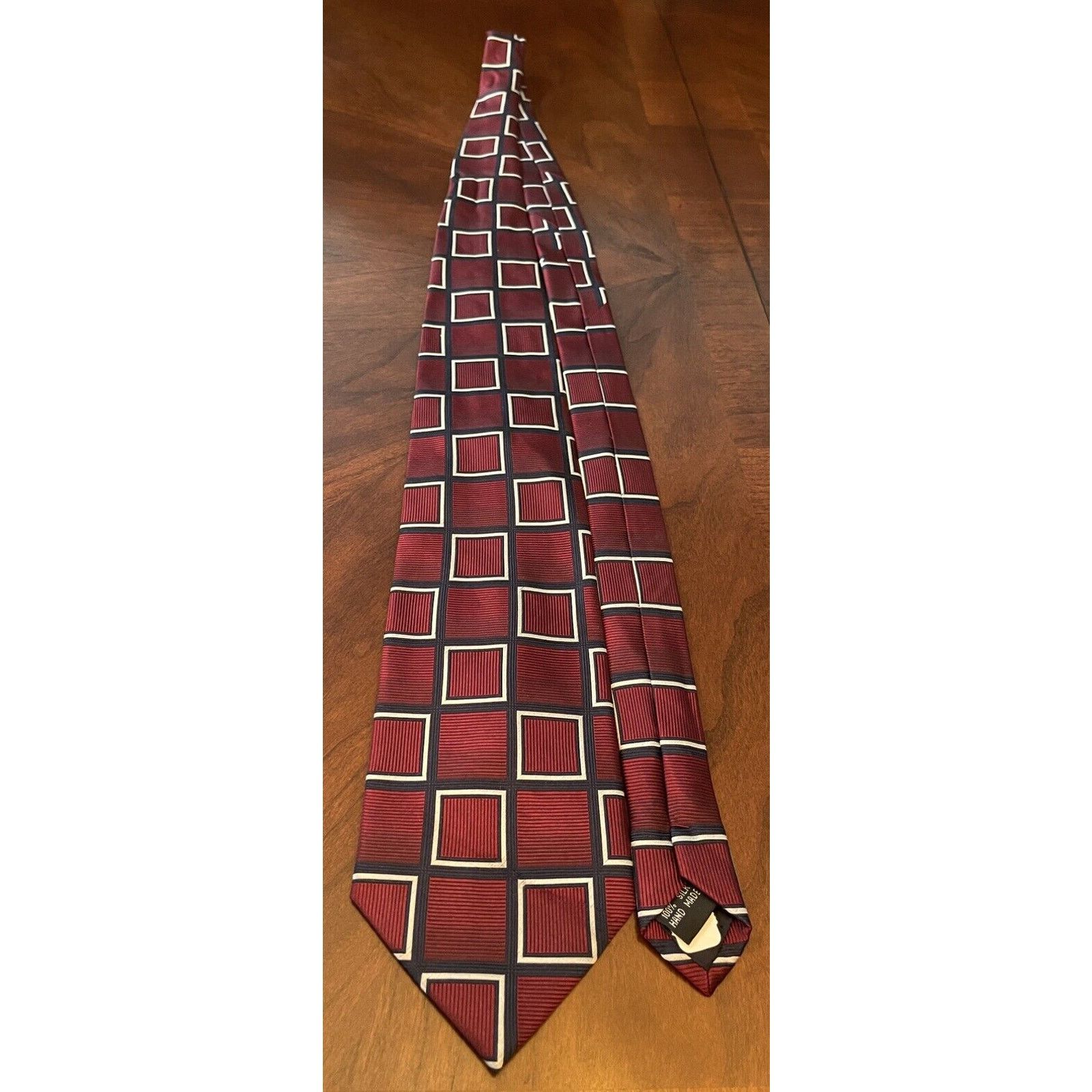 Bruno Piattelli Bruno Piattelli Burgundy Blue HandMade Silk Made In China Size ONE SIZE - 3 Thumbnail