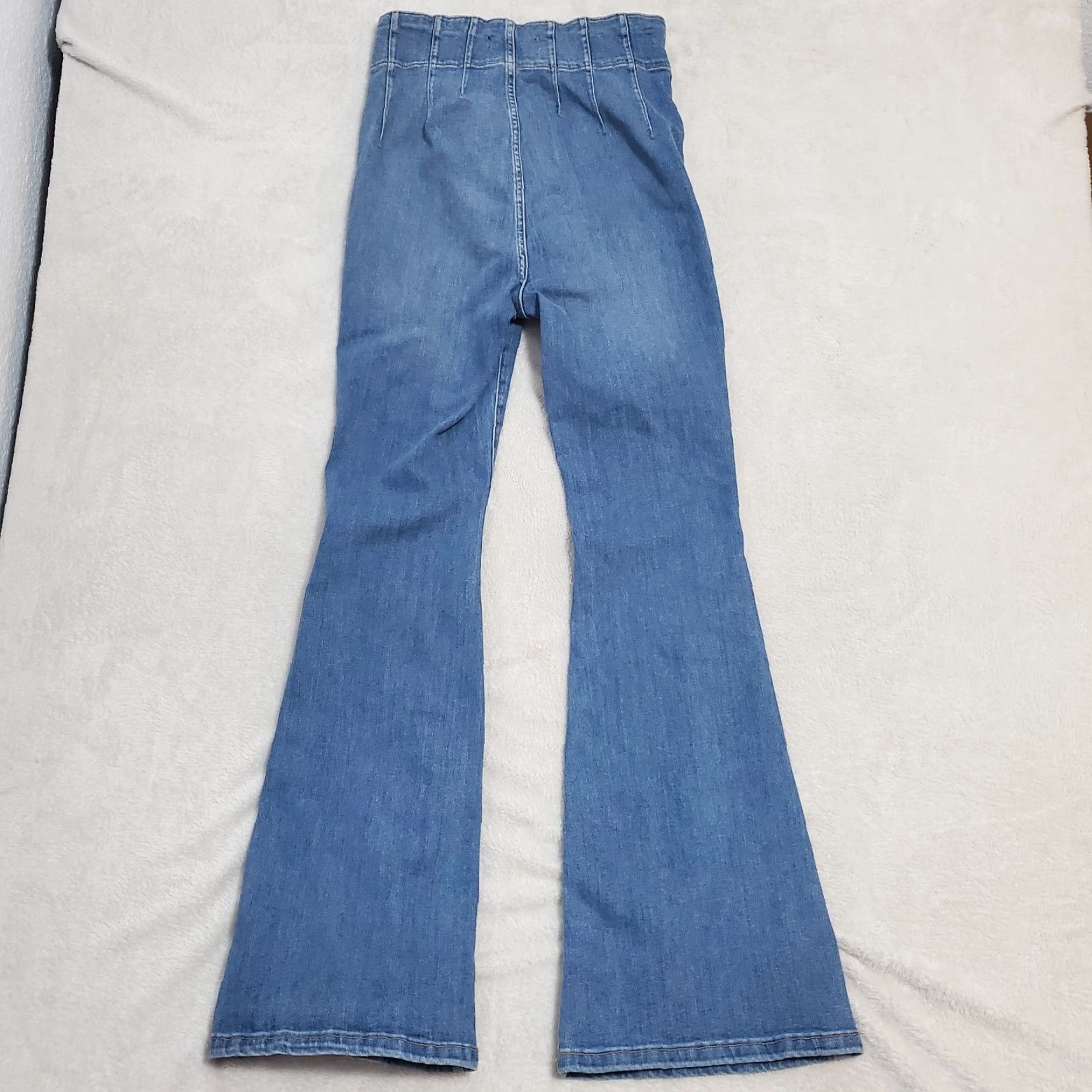 Vintage We the Free People Jayde Flare Jeans Sz 31 Boho Hippie Med Wash High Rise 28x31 Jeans Womens Regular Blue Size 24" / US 00 / IT 34 - 2 Thumbnail