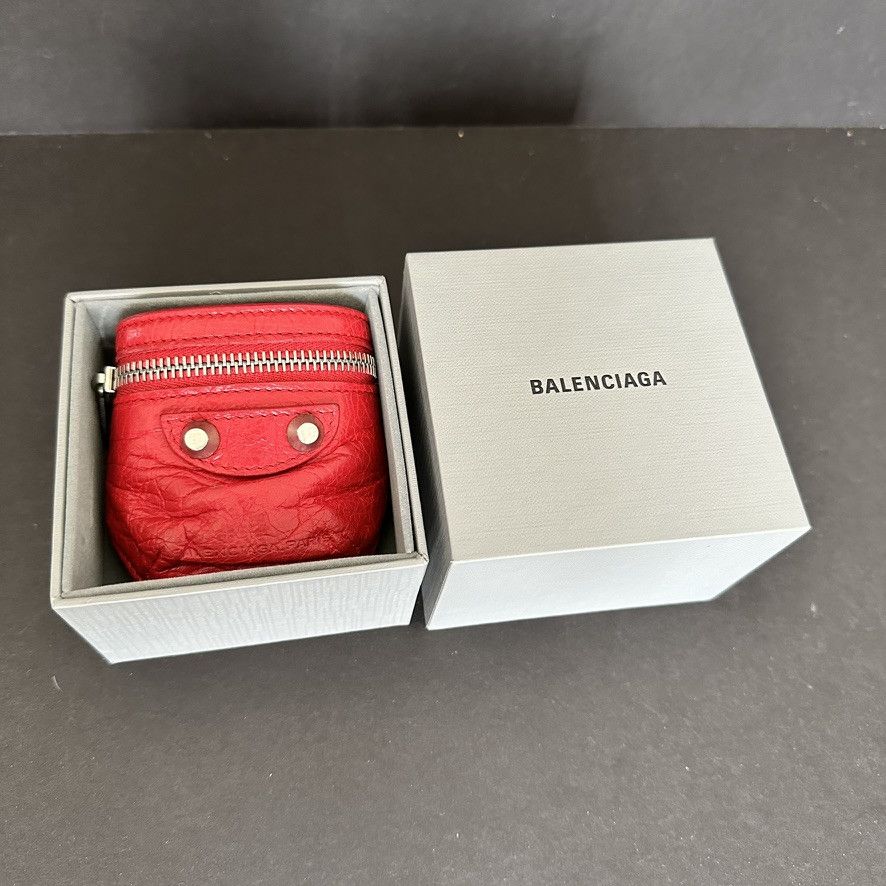 Balenciaga Red Leather Hand Wrist Cuff Coin Purse Mini Walle, Women's