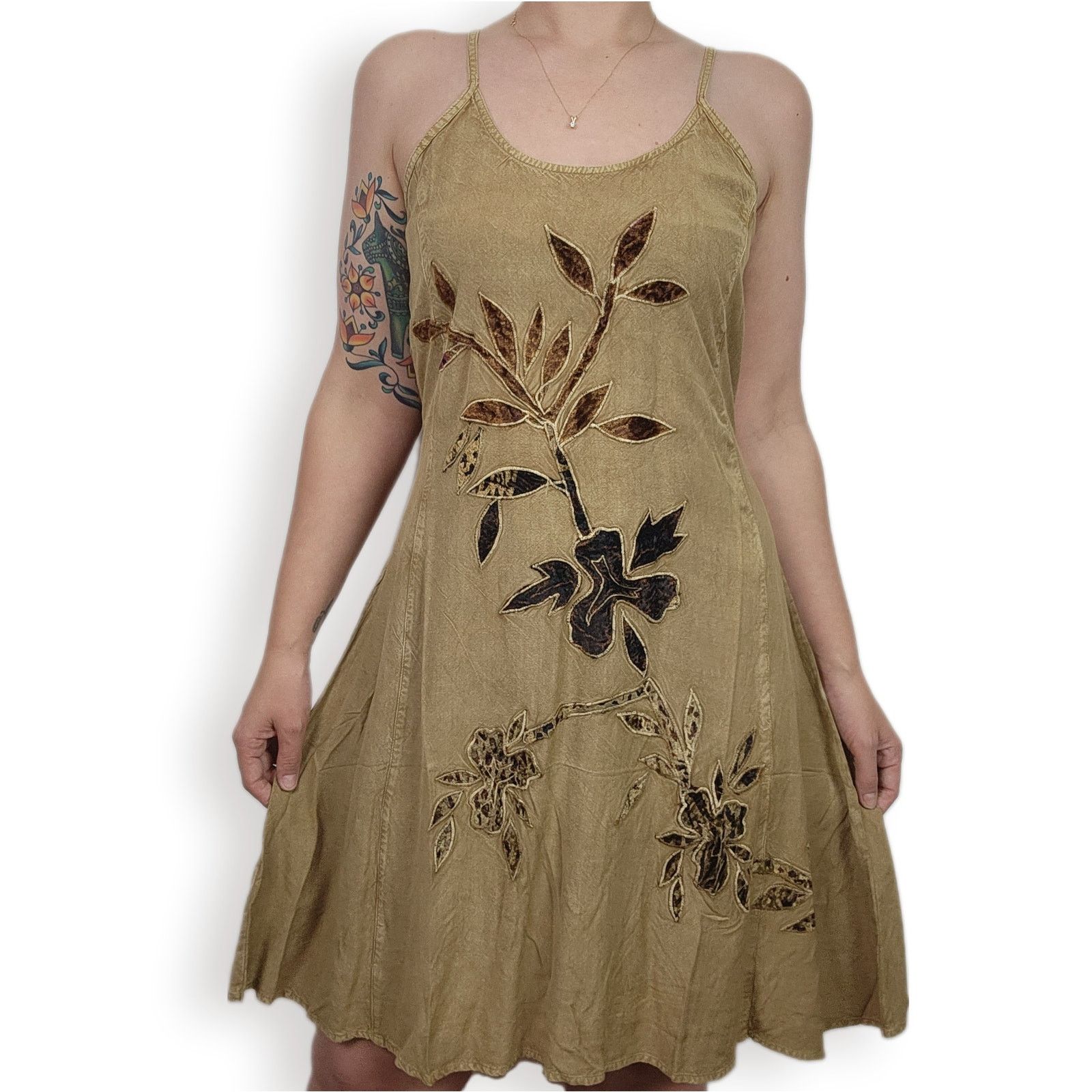 Hippie Festival Sun Dress Blue Sky Embroidered Velvet Large