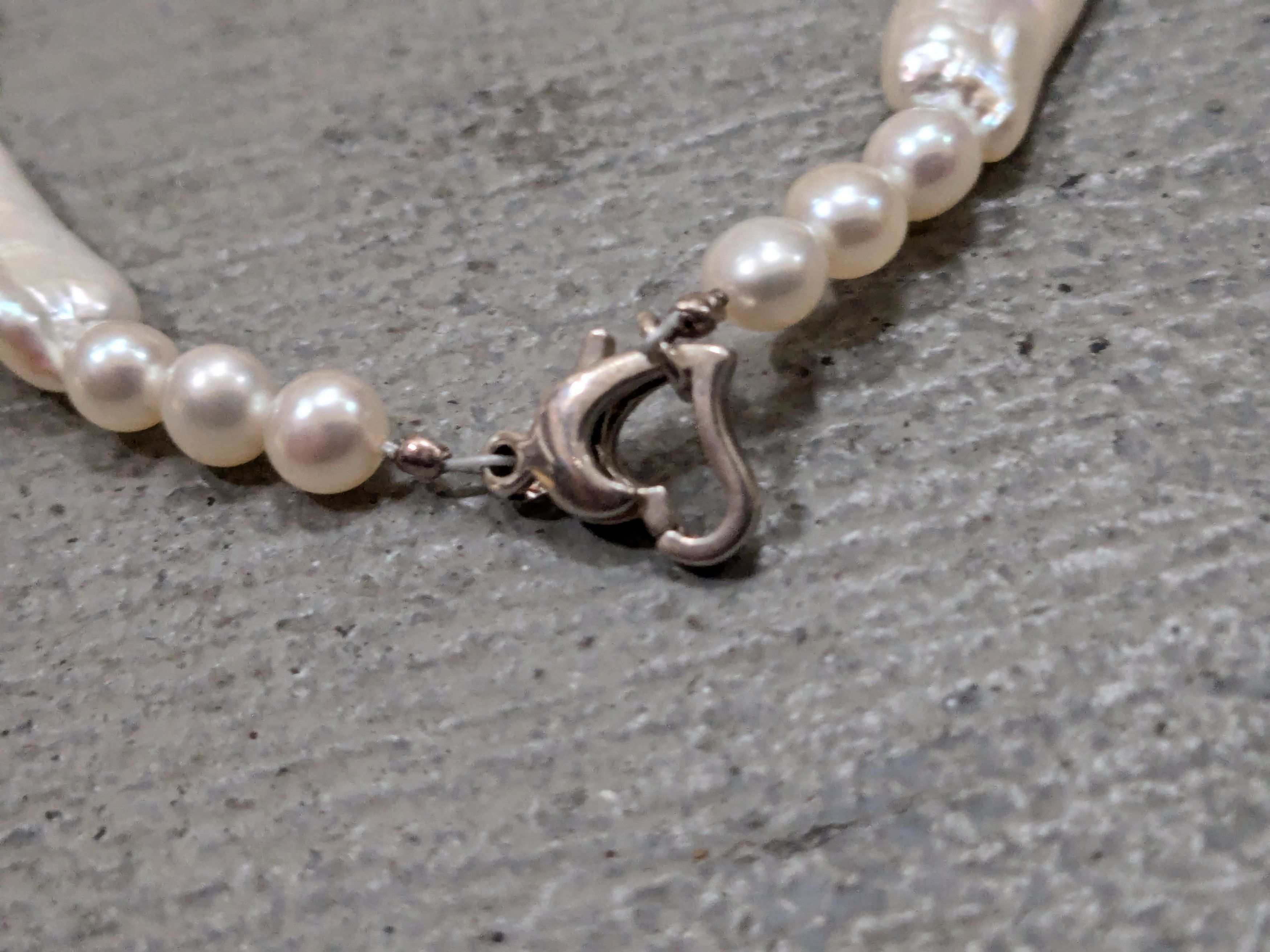 Jewelry Sterling Silver Bracelet Baroque Pearl Link Chain 8" Modern Size ONE SIZE - 6 Thumbnail