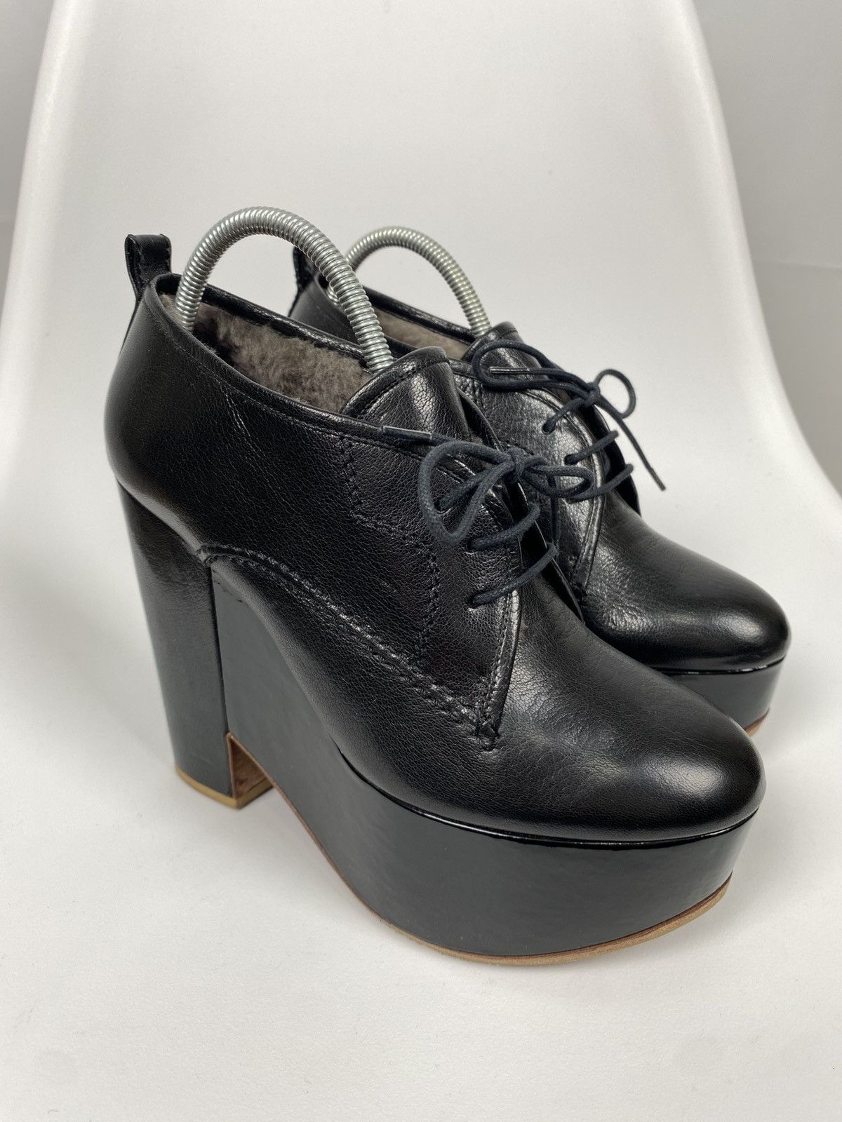 Moreschi Moreschi Leather Heel Boots Platform Fur Trim size 37 Size US 7 / IT 37 - 1 Thumbnail