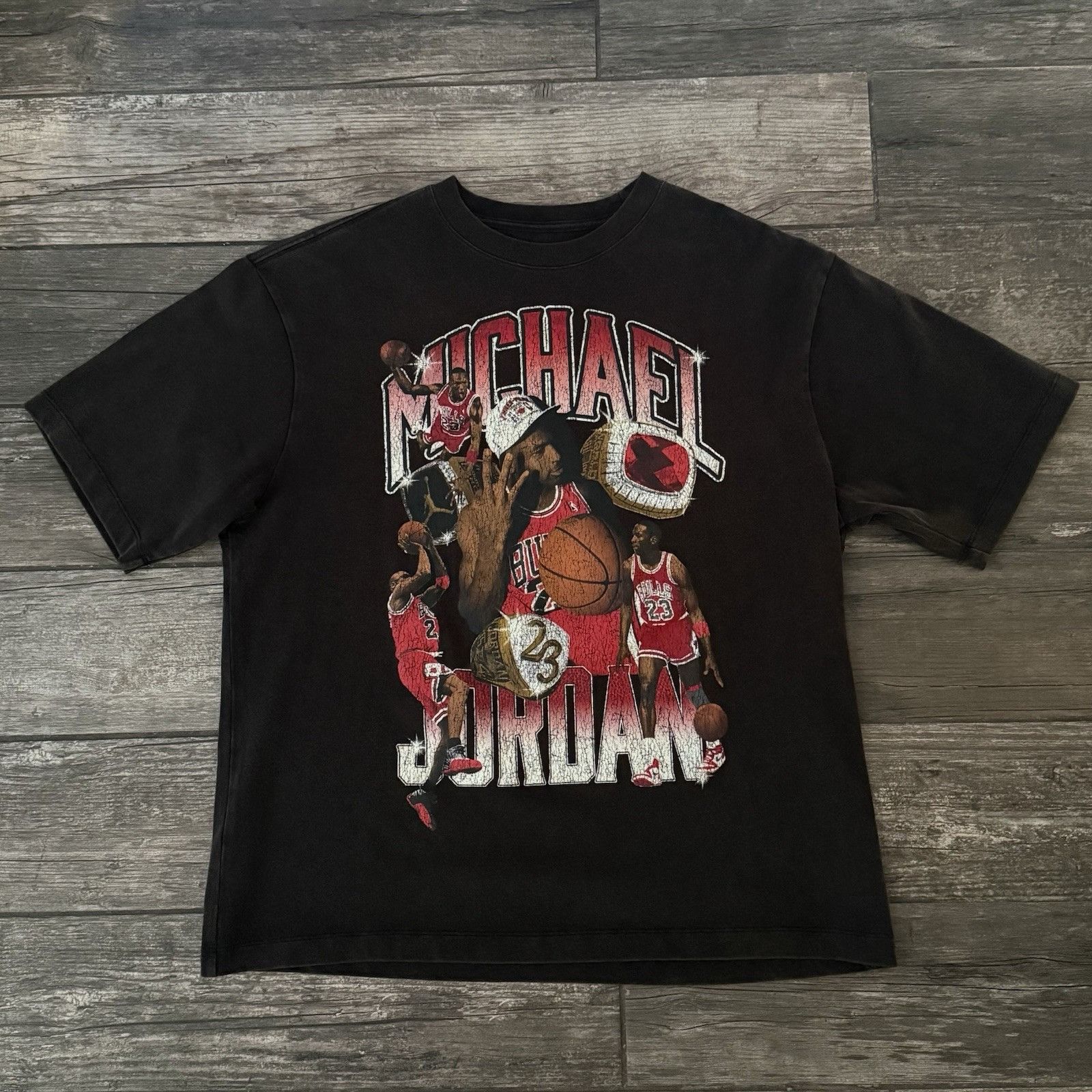 Jordan Brand AIR JORDAN RINGS HEAVYWEIGHT 'DISTRESSED' TEE T-SHIRT SZ M O Size US M / EU 48-50 / 2 - 2 Thumbnail