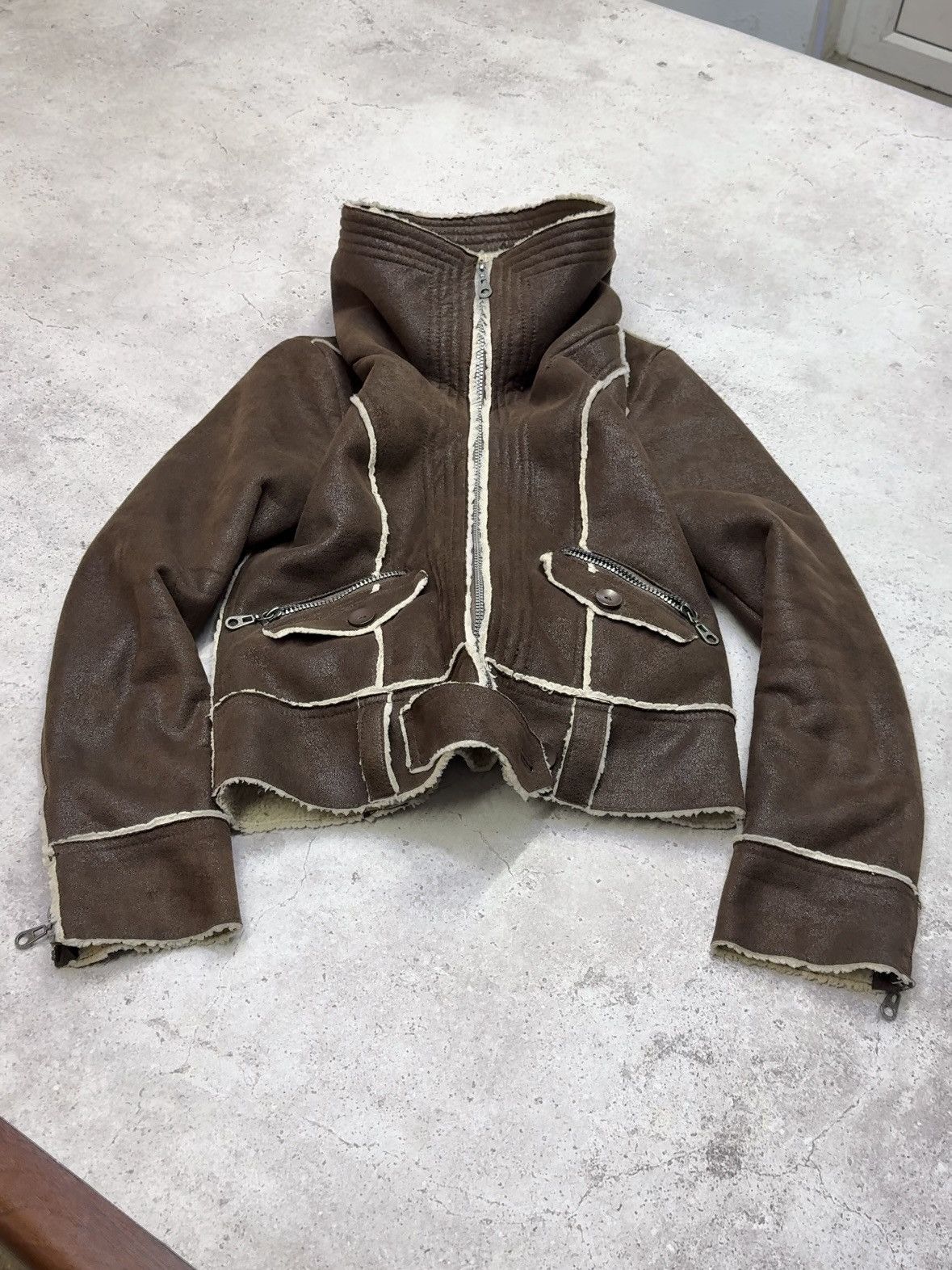 Japanese Brand Vintage Faded Big Neck Rick Owens Style Suede Jacket Size US M / EU 48-50 / 2 - 1 Thumbnail