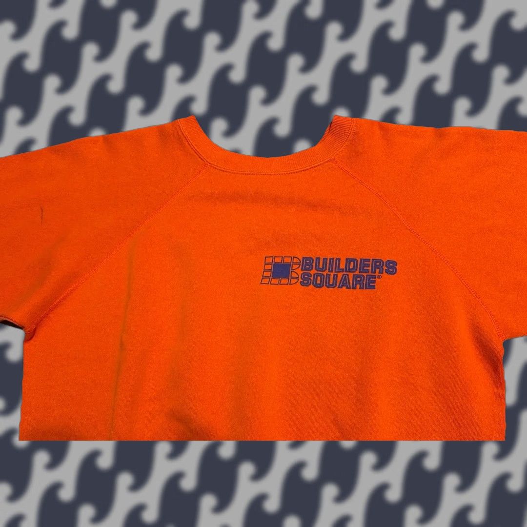 VINTAGE Pannill Builders Square Raglan Sweatshirt M USA Made Orange Tool Hardware RARE Mens