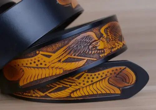 Japanese Brand × Vintage Eagle Buckle Vintage Genuine Leather Belts for Men Size ONE SIZE - 4 Thumbnail