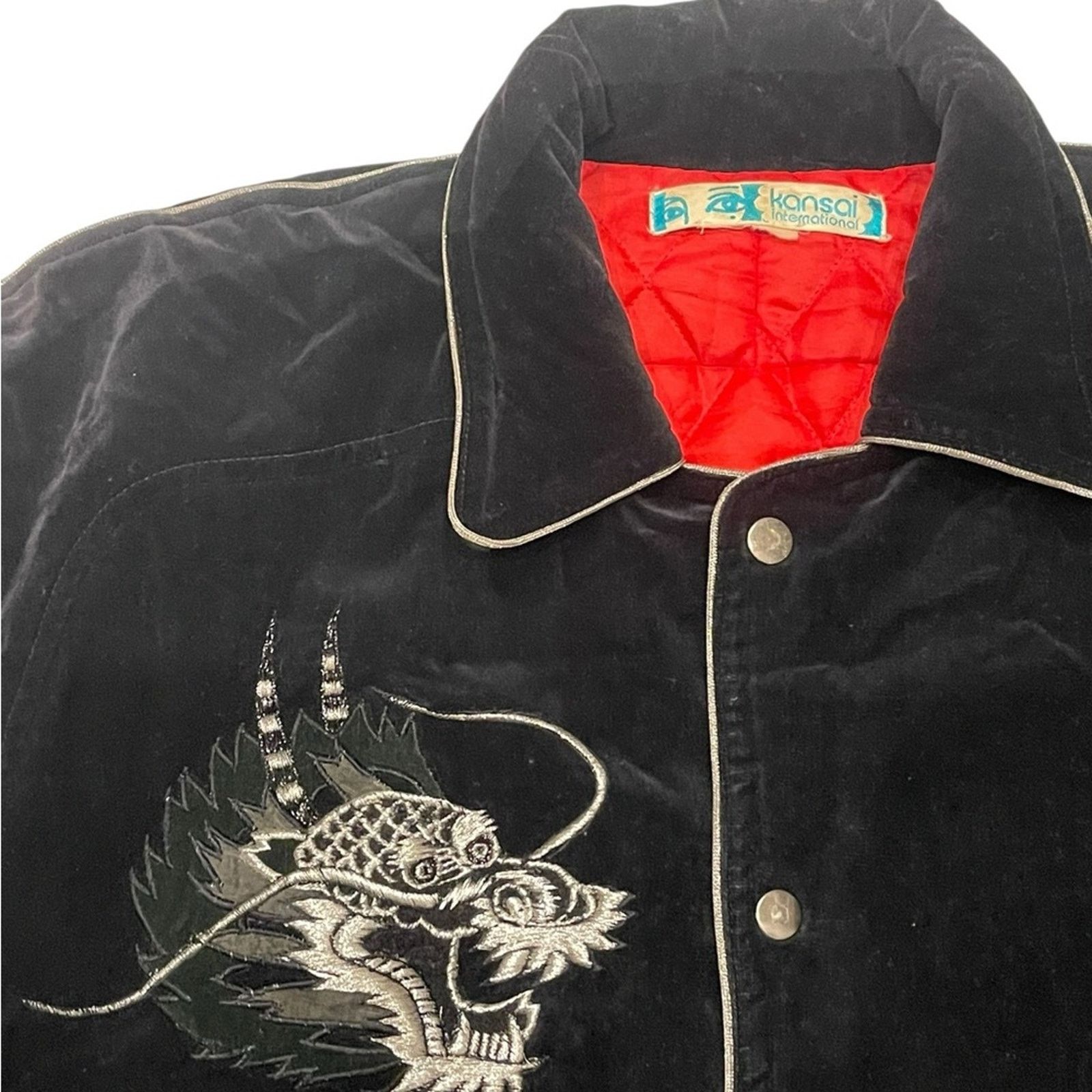 Kansai Yamamoto kansai international Sukajan Dragon Velvet Black jacket Size US L / EU 52-54 / 3 - 3 Thumbnail